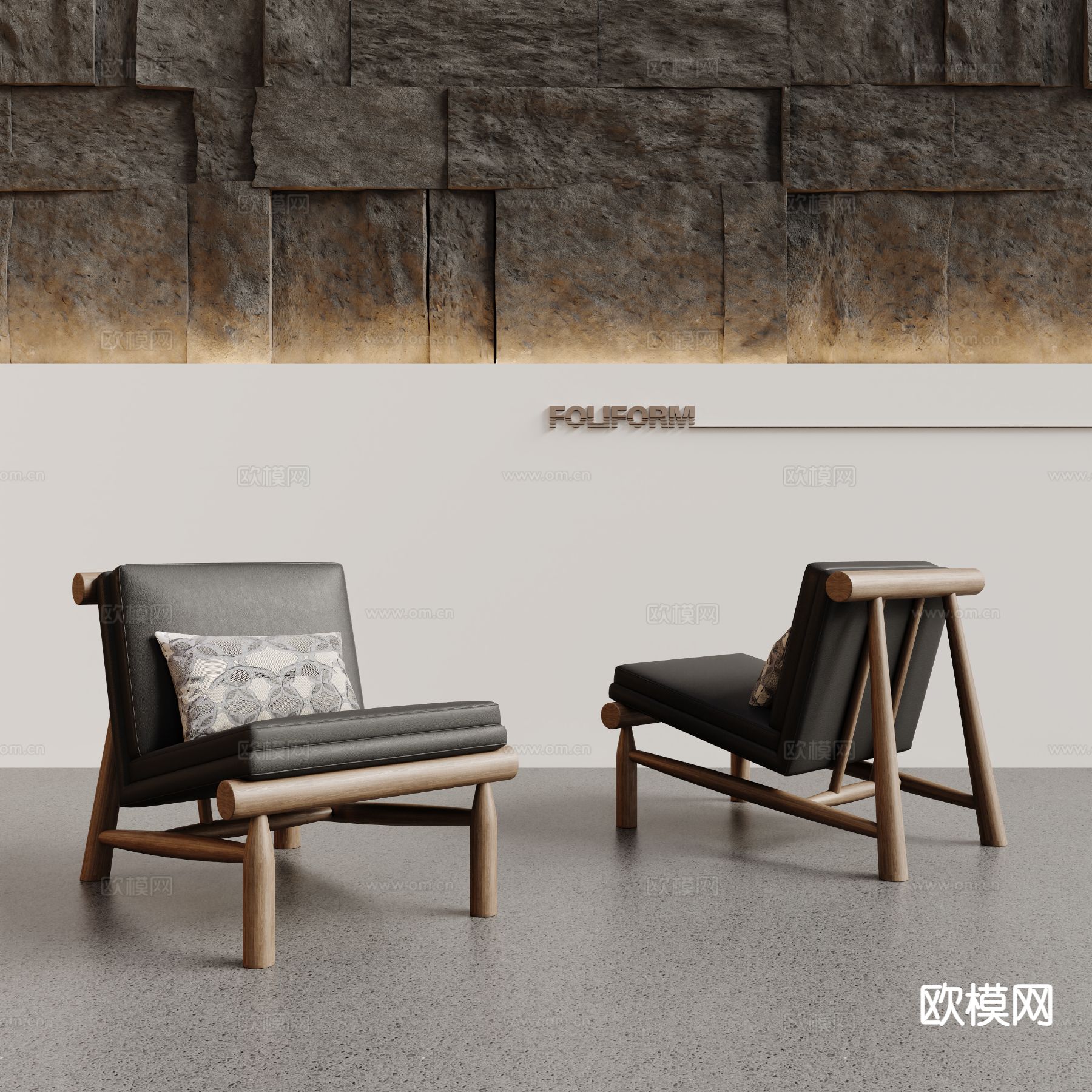 侘寂椅子 休闲椅3d模型下载（渲染图4）