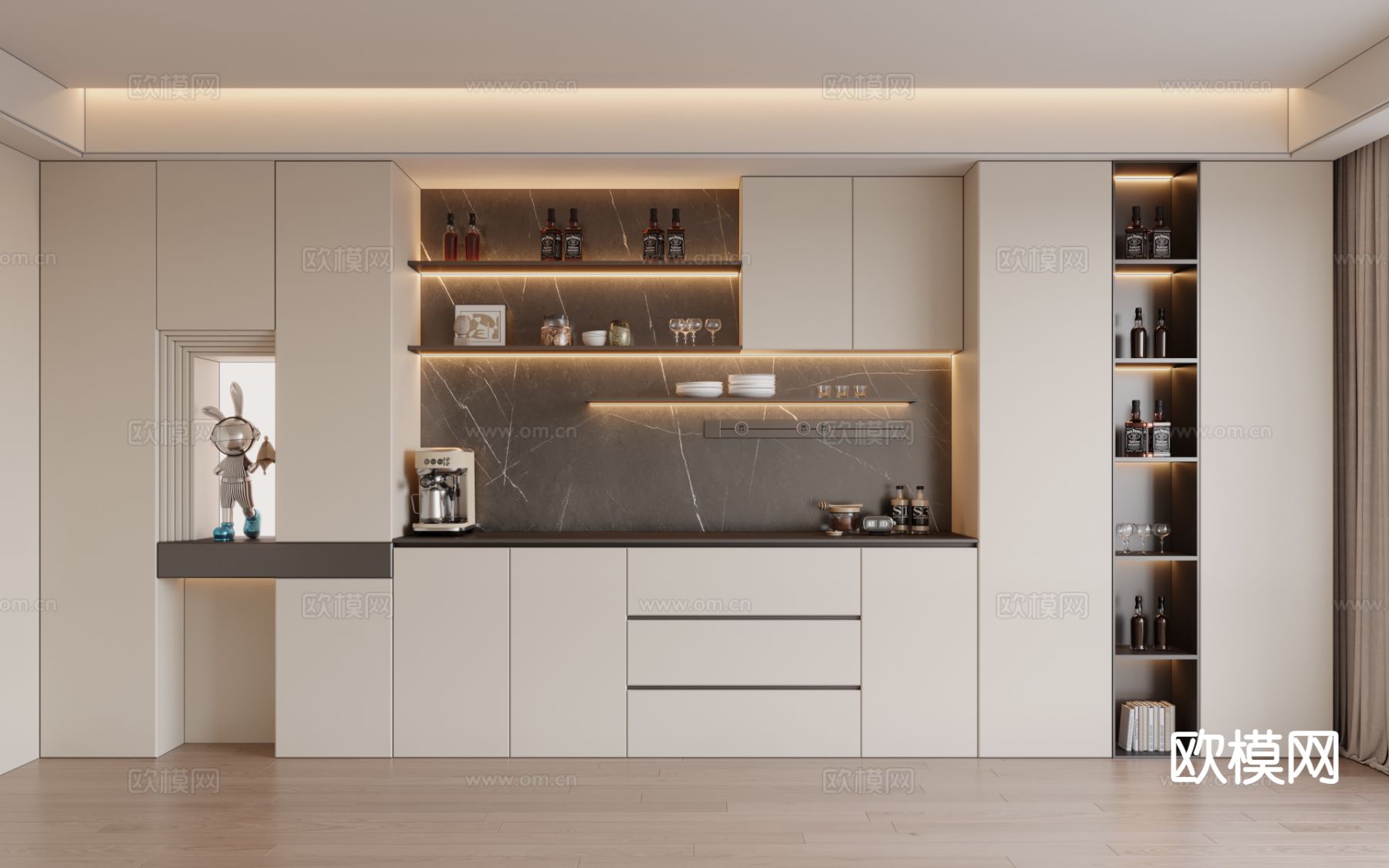 现代酒柜 餐边柜3d模型下载