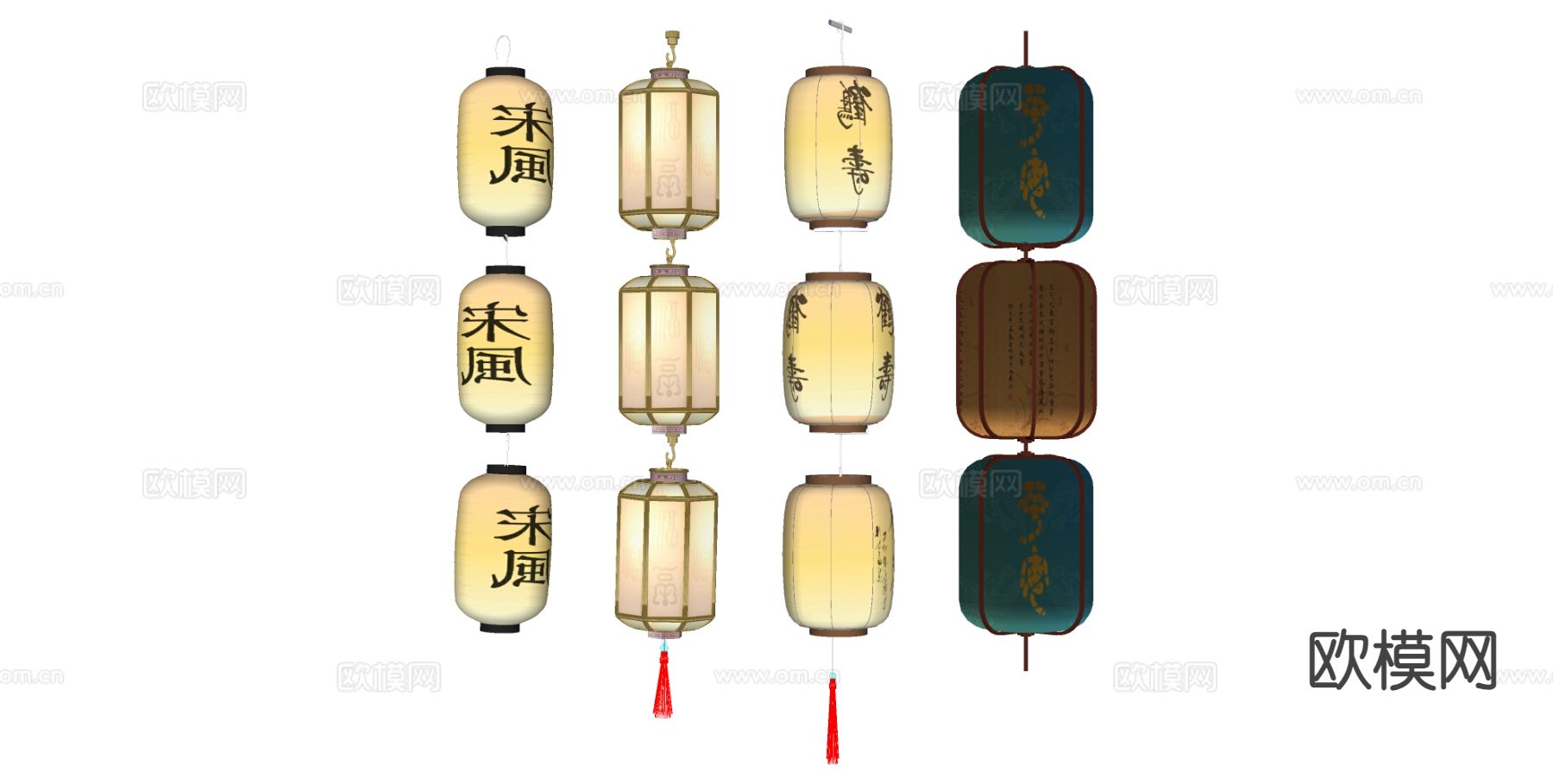 中式灯笼su模型下载（渲染图1）