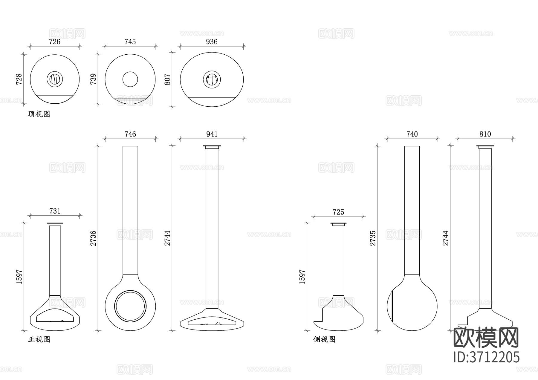 现代悬挂壁炉cad大样图下载