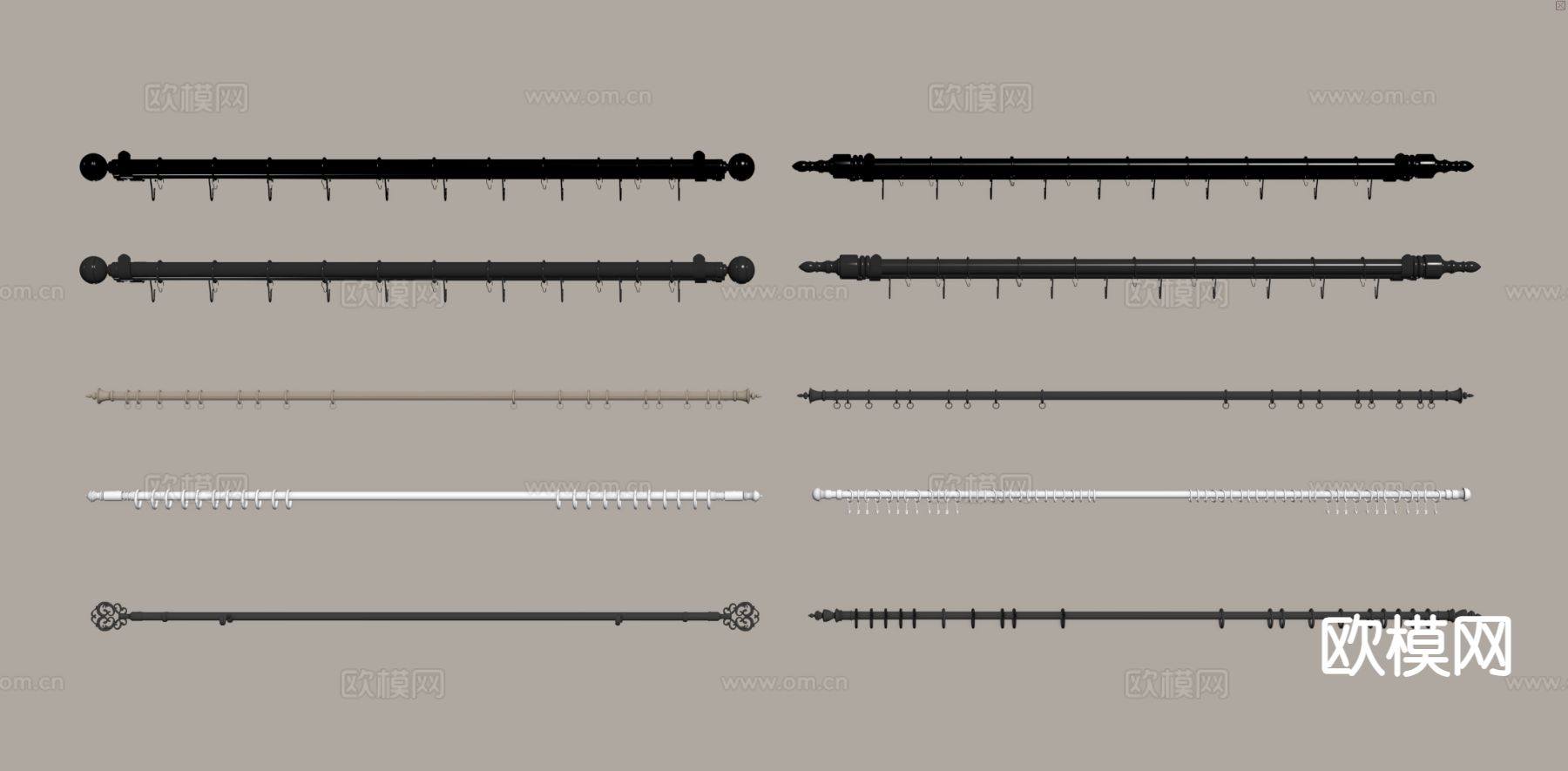 窗帘杆 罗马杆 滑杆su模型