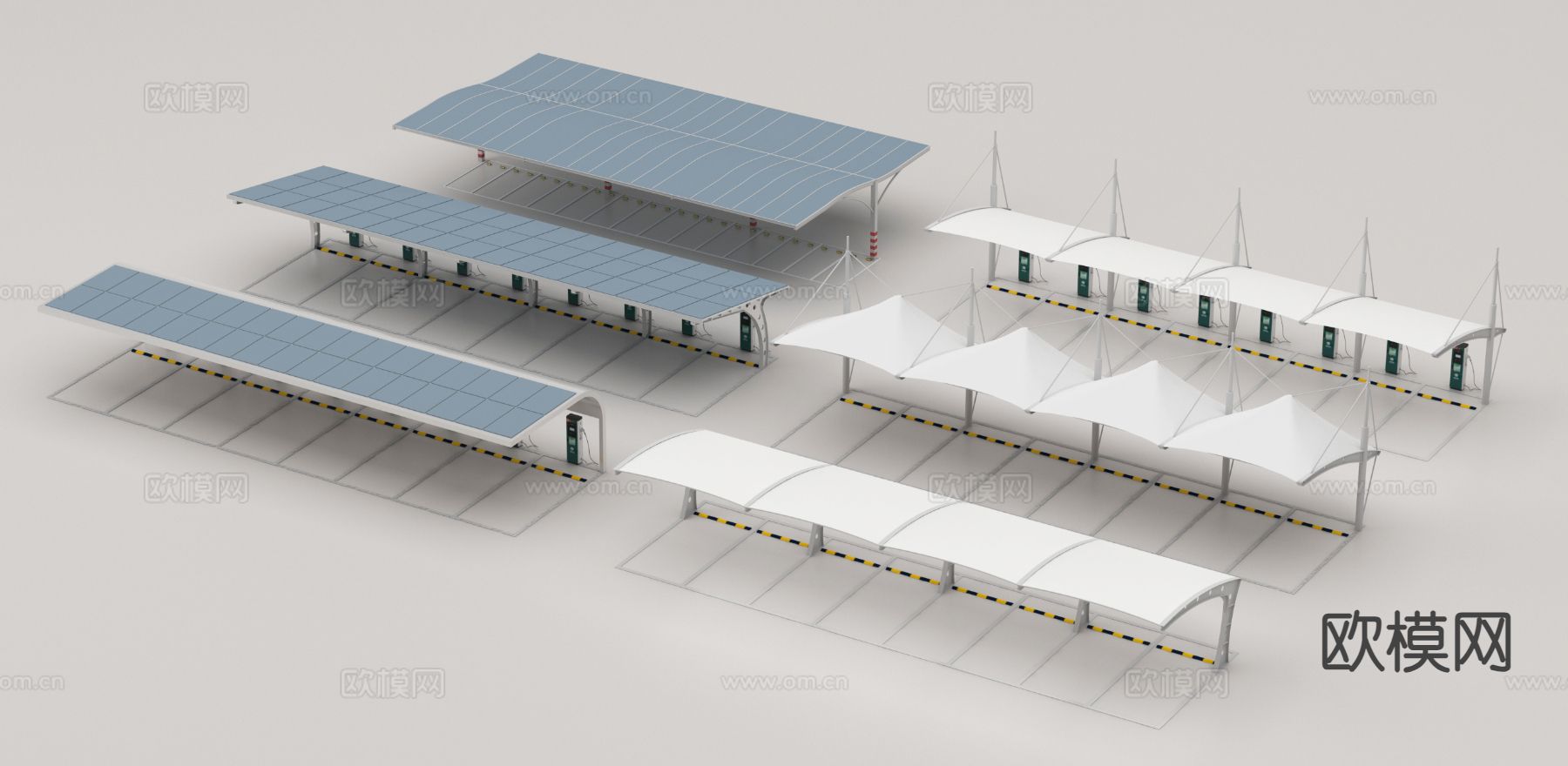 户外停车棚 户外停车场3d模型