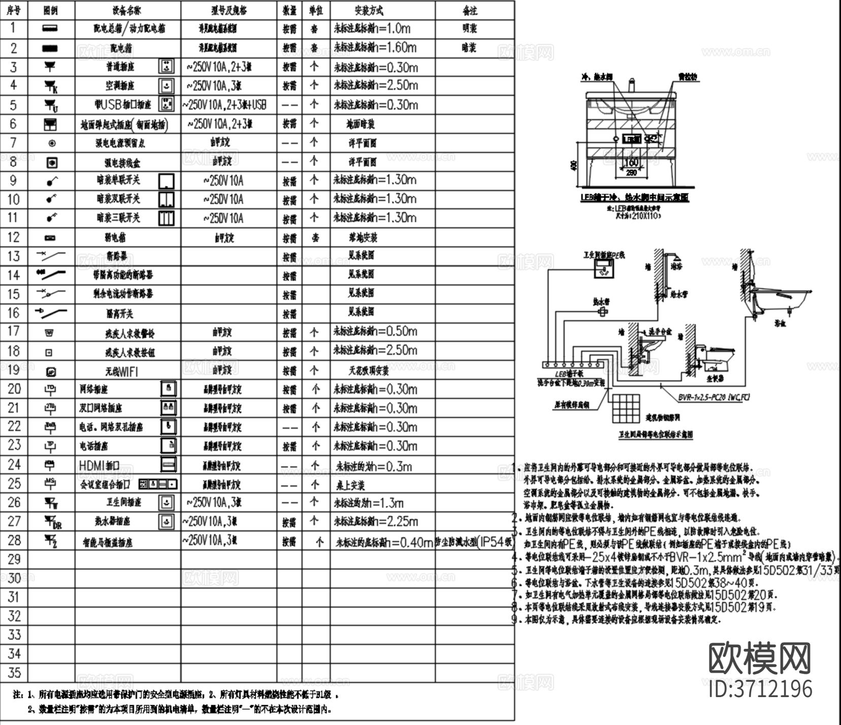 接待会所餐厅包房电气cad施工图