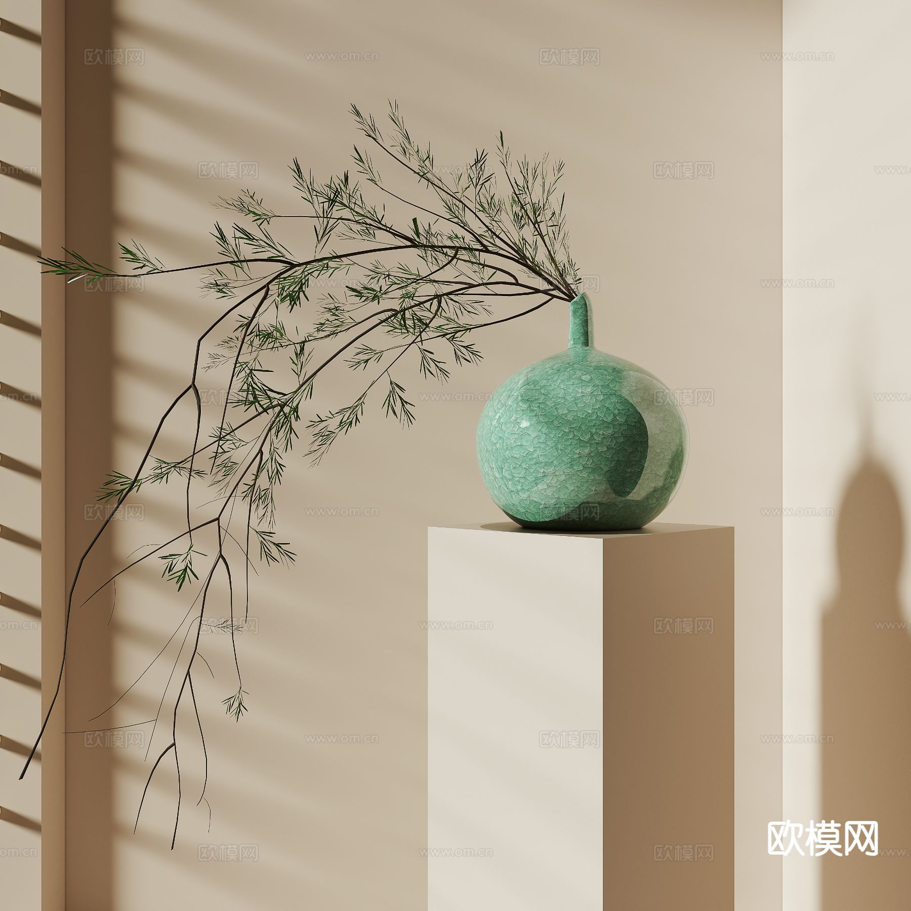 花瓶 花艺 水生植物3d模型