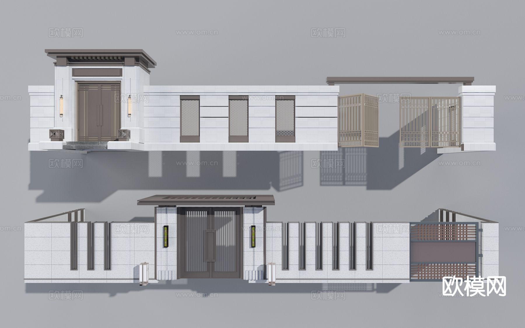 现代庭院门 入口大门 景观围墙3d模型