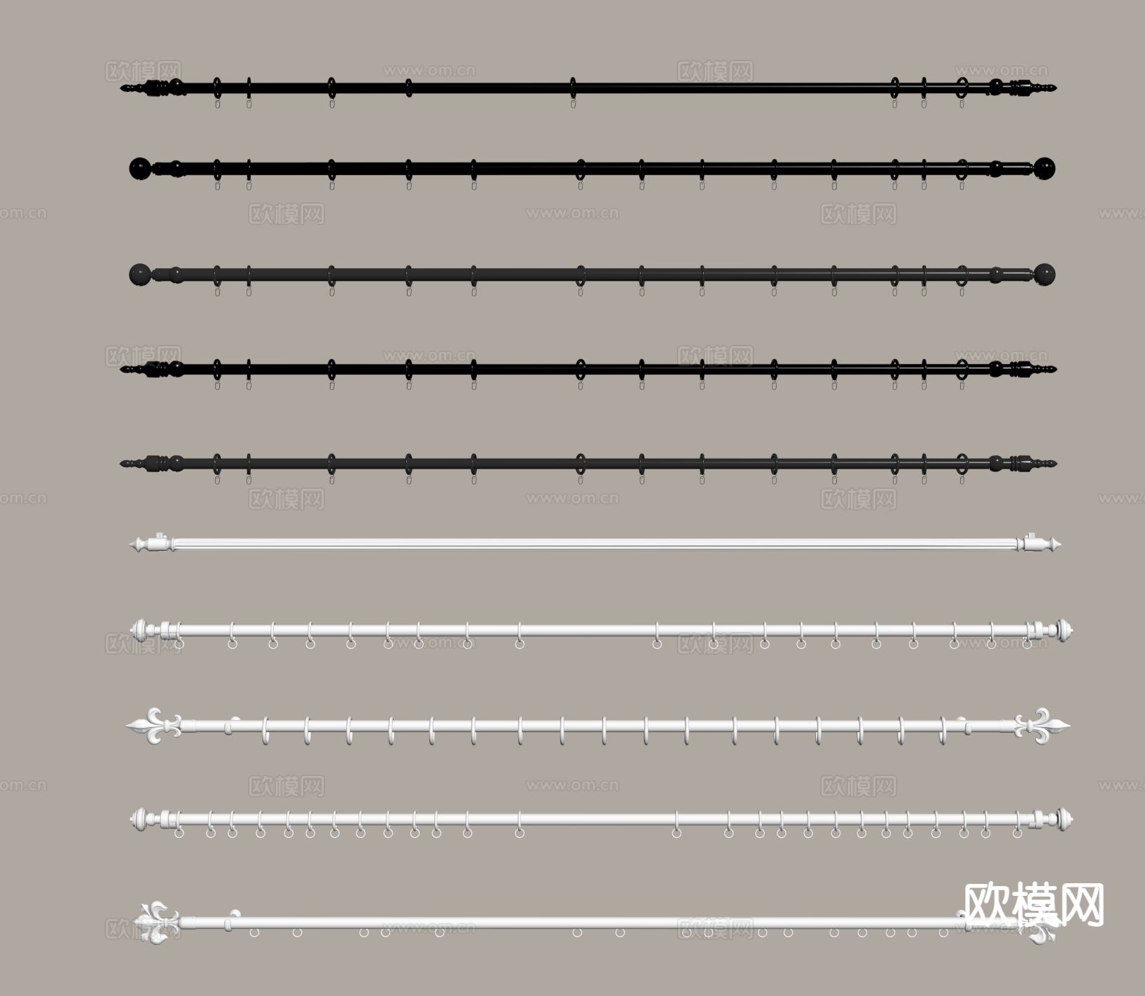 窗帘杆 罗马杆 滑杆su模型