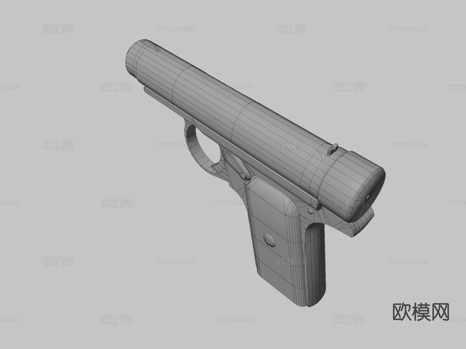 J.P.Sauer1913自型装手枪su模型下载（渲染图1）