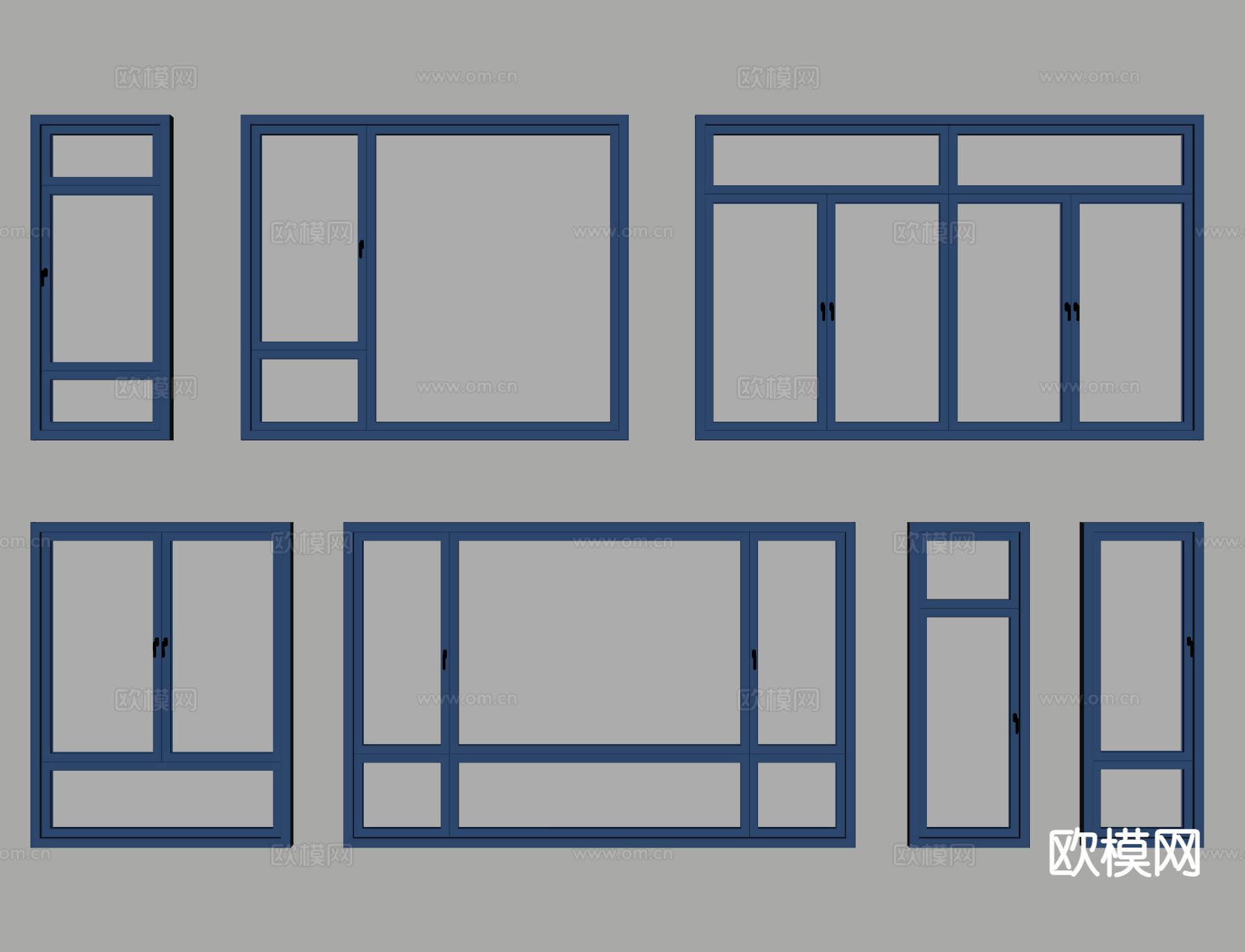 现代窗户 铝合金窗户su模型