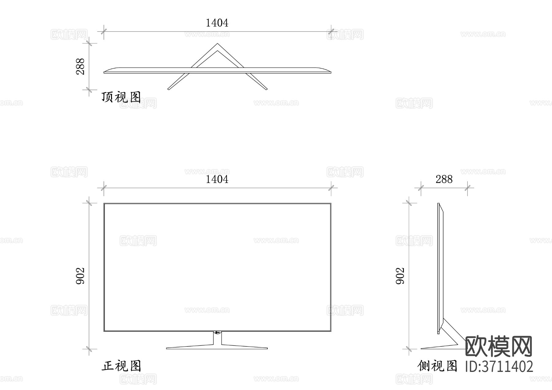 电视机cad立面图