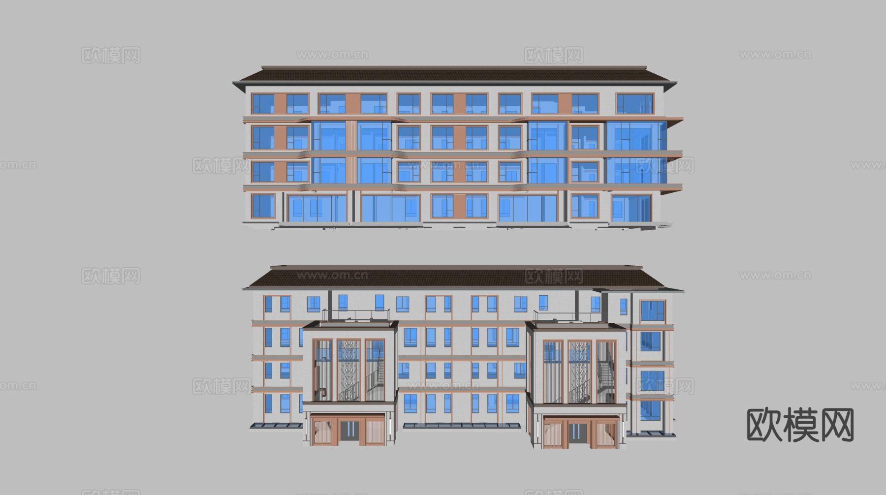 现代多层住宅su模型