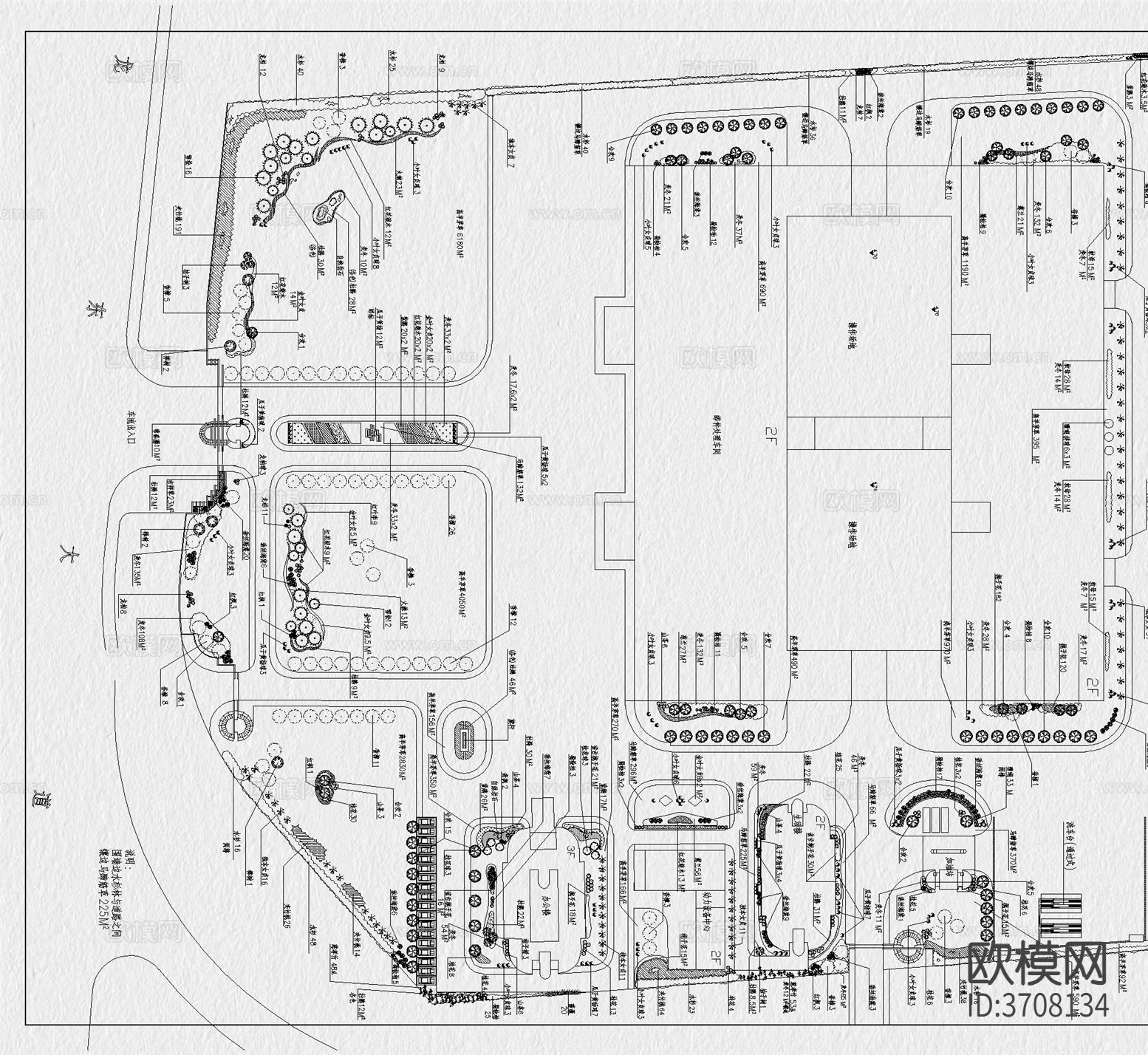 产业园工业园厂区厂房工厂规划植物配置景观绿化方案cad施工图