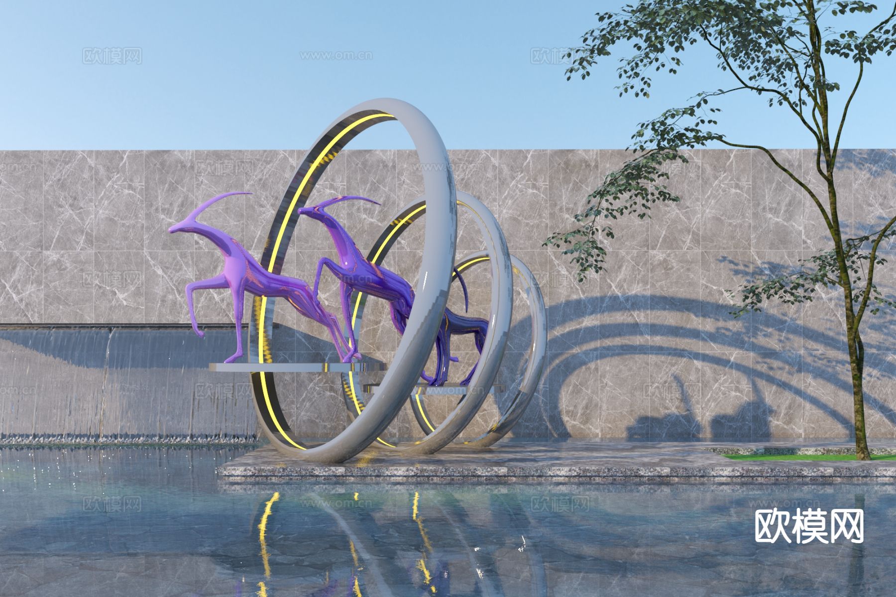 现代雕塑景观 鹿雕塑小品3d模型下载