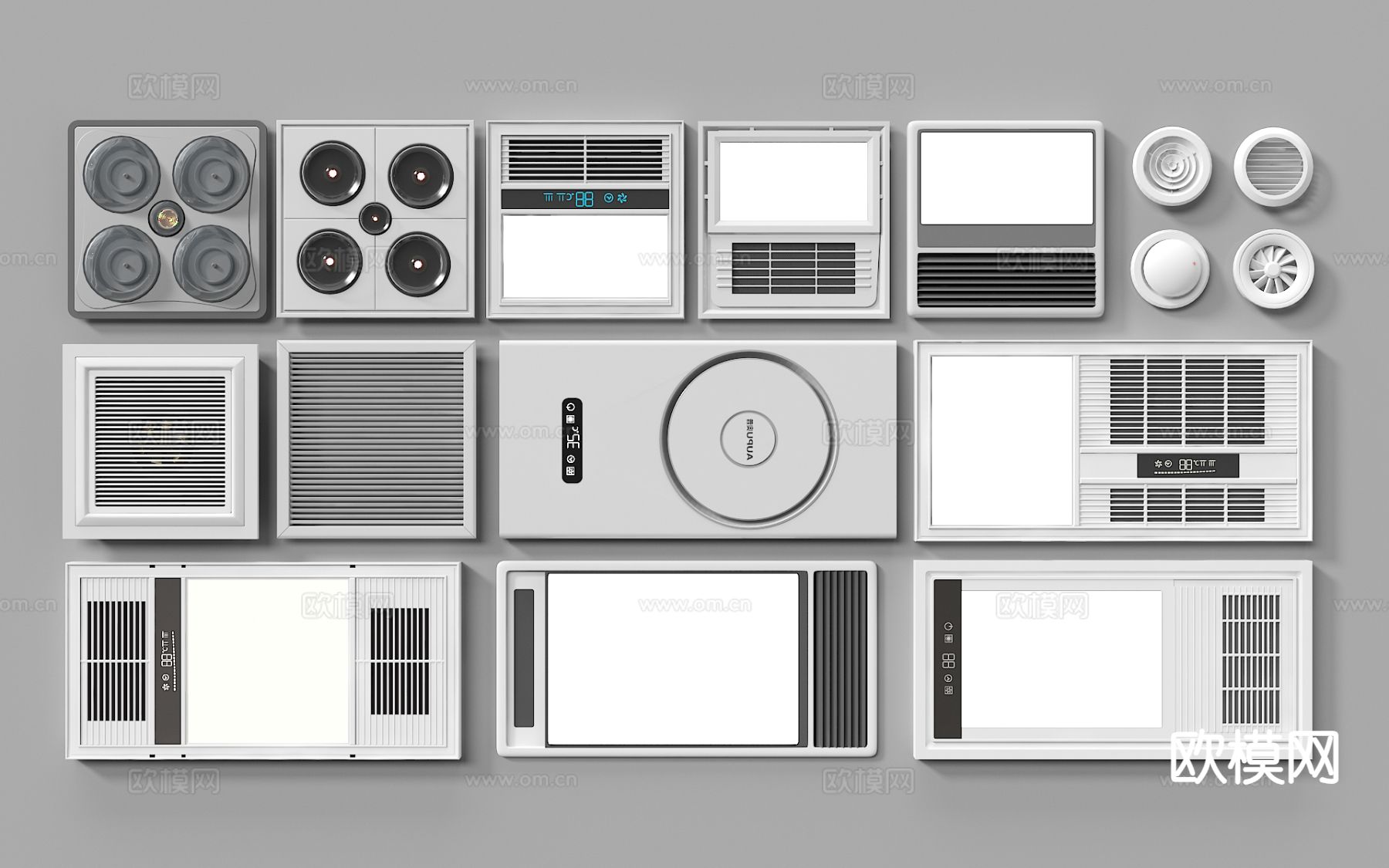 现代浴霸 出风口 排风取暖器 吸顶灯 平板灯3d模型