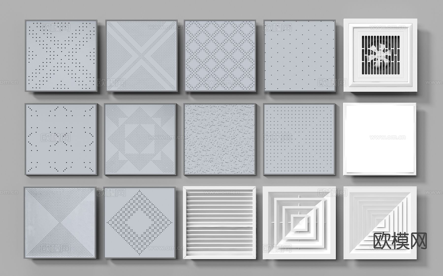 现代铝扣板吊顶 排风口 空调出风口 集成吊顶3d模型