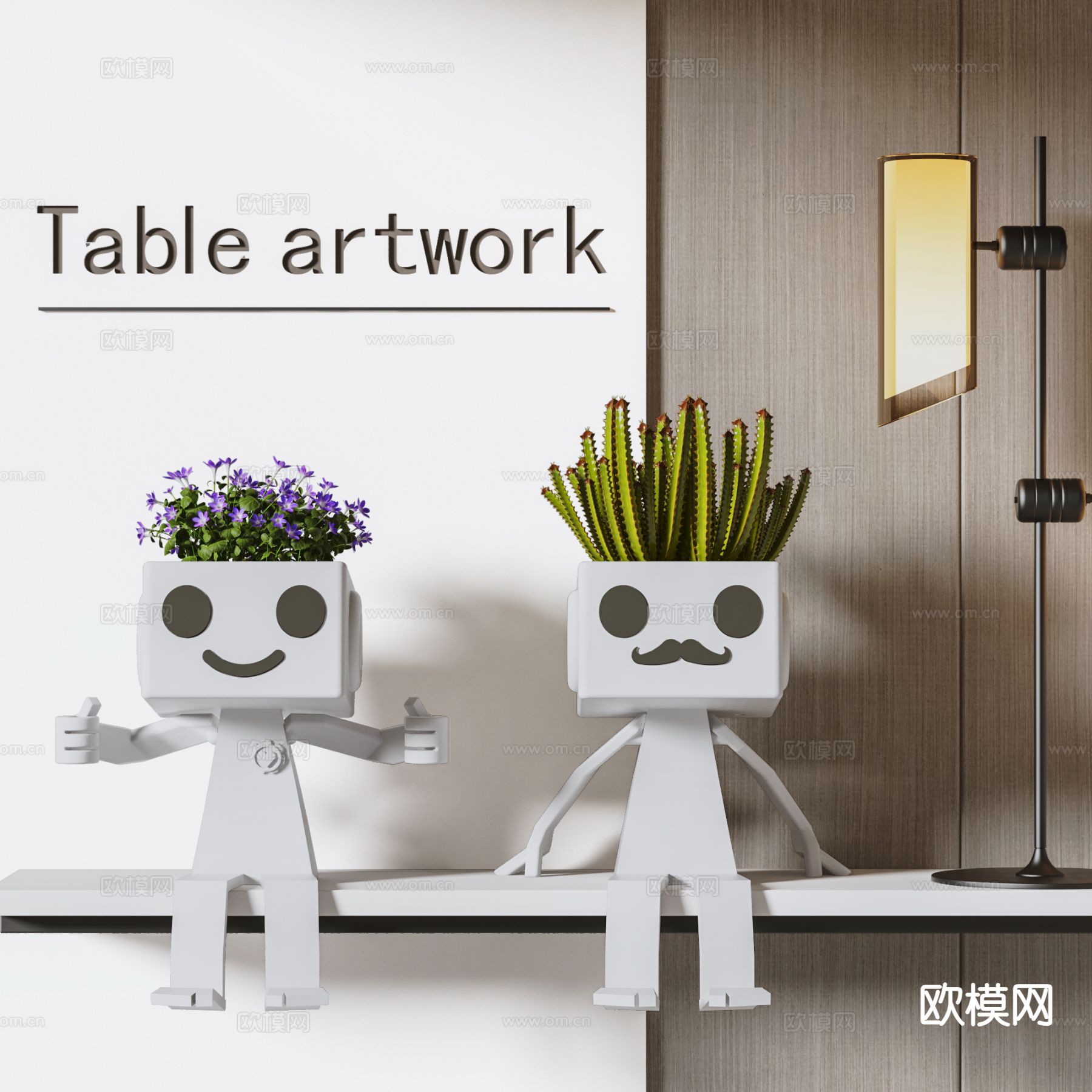 卡通小人 植物盆栽3d模型下载