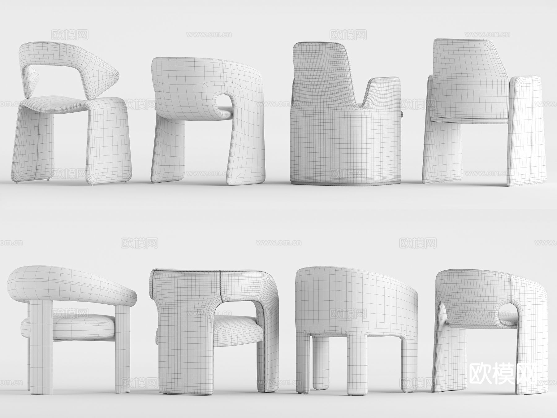 奶油风椅子 餐椅 单椅3d模型下载（渲染图5）