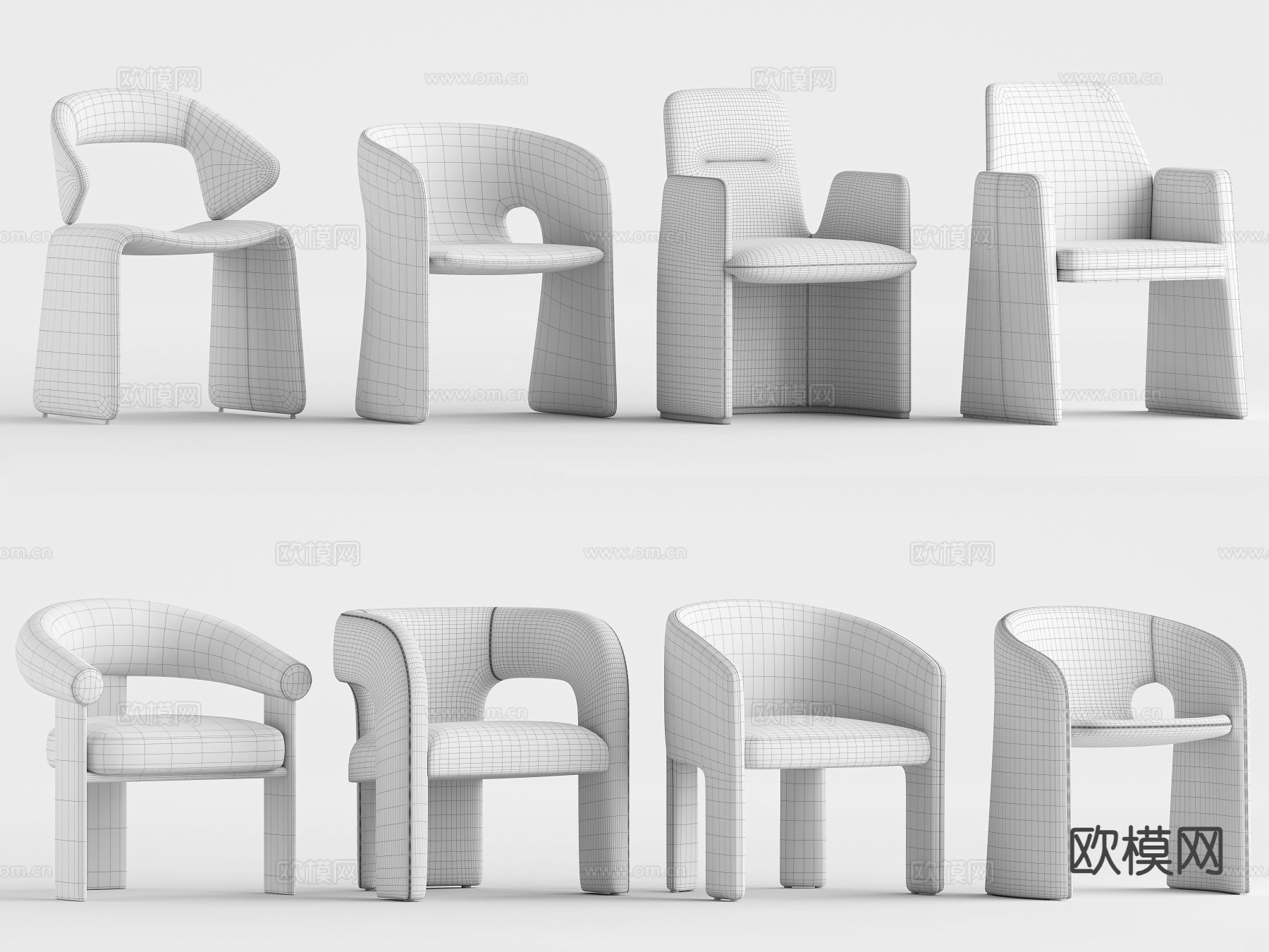 奶油风椅子 餐椅 单椅3d模型下载（渲染图4）