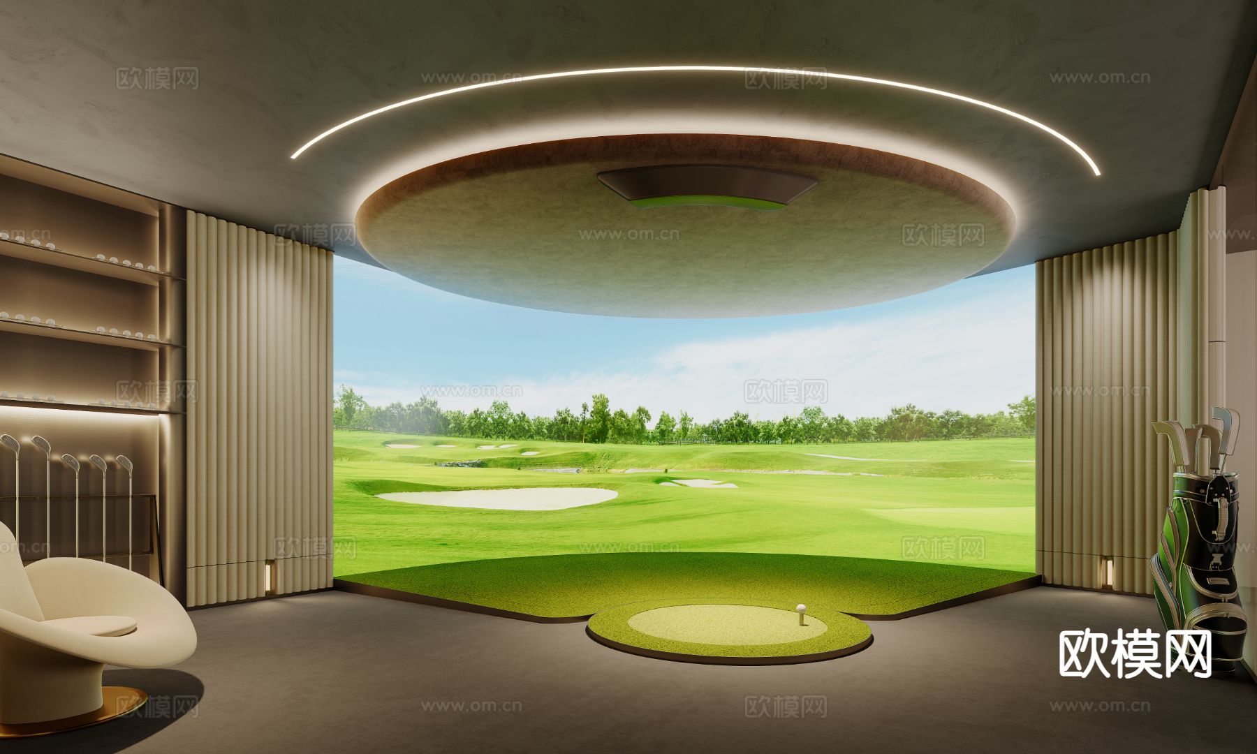 现代高尔夫娱乐球su模型下载（渲染图2）