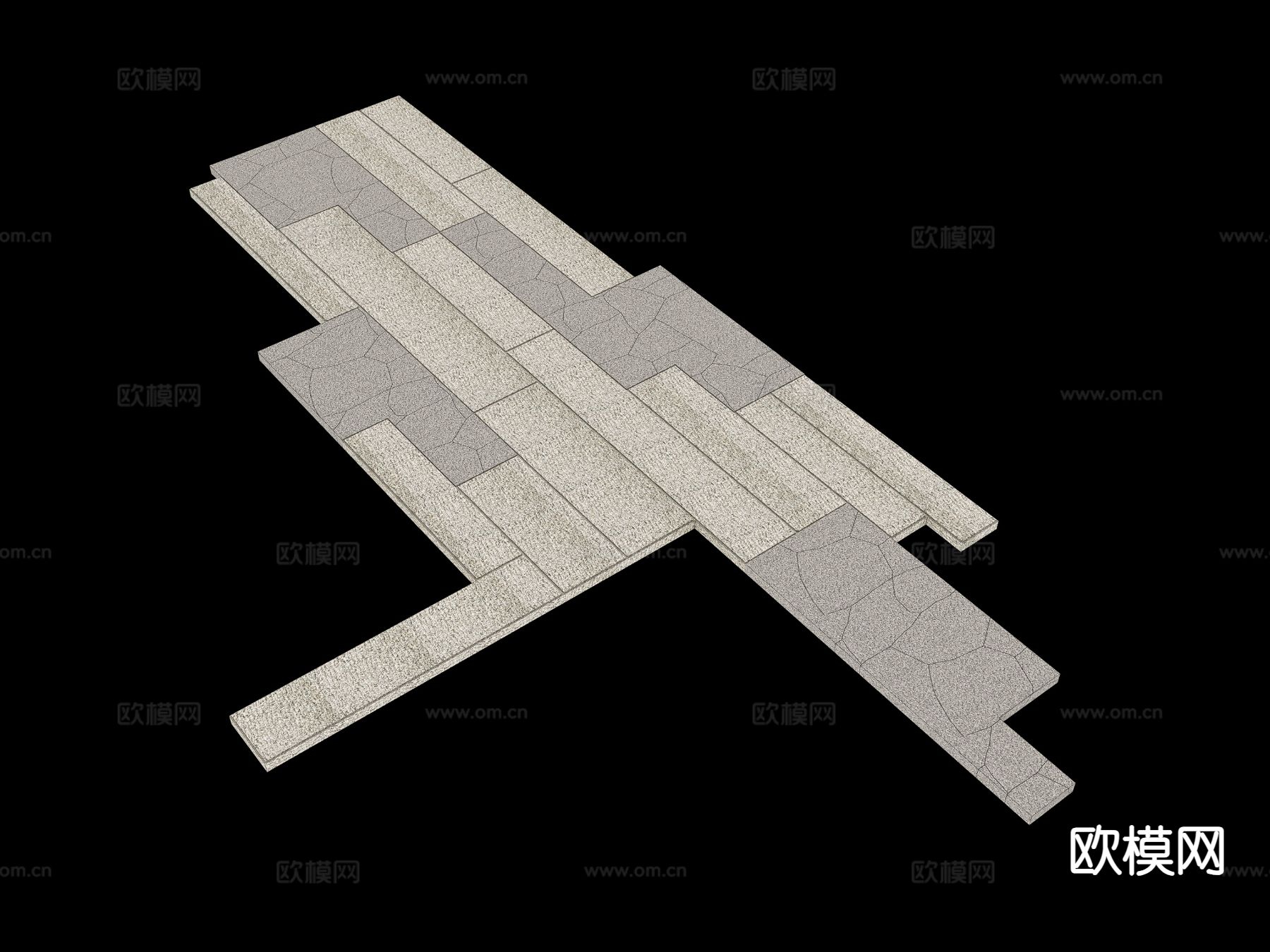 厚石板路拼贴su模型