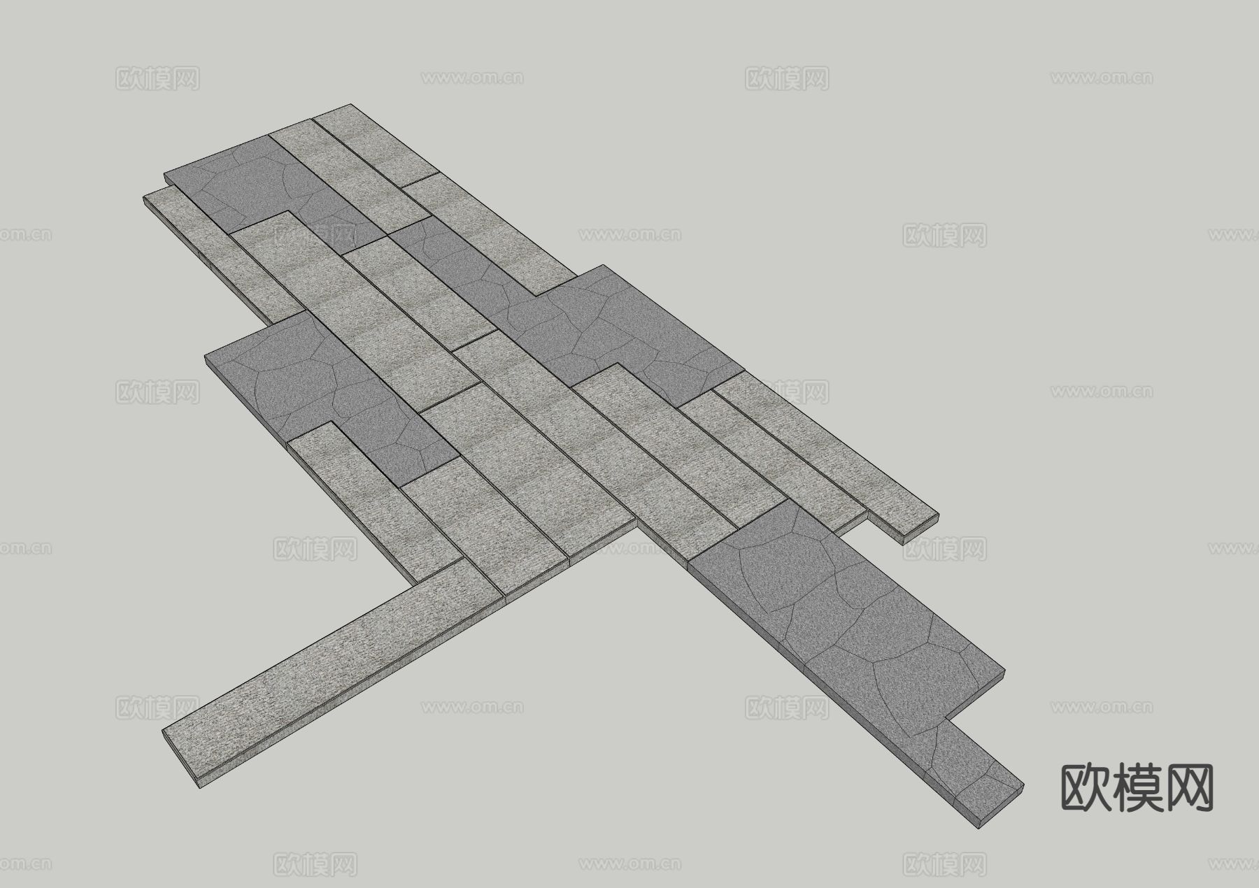 厚石板路拼贴su模型