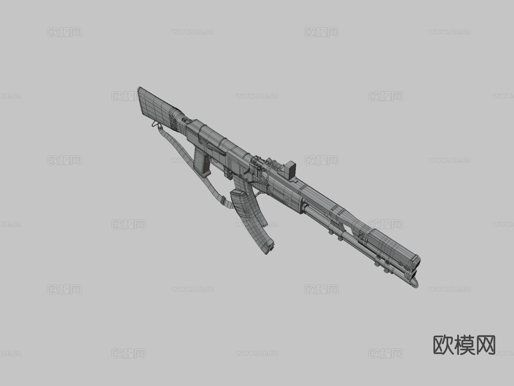 AK47步枪su模型下载（渲染图2）