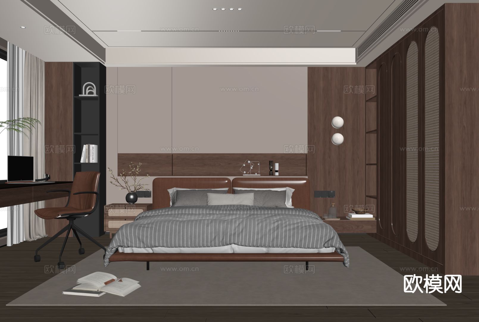 中古风卧室 主卧su模型下载（渲染图1）