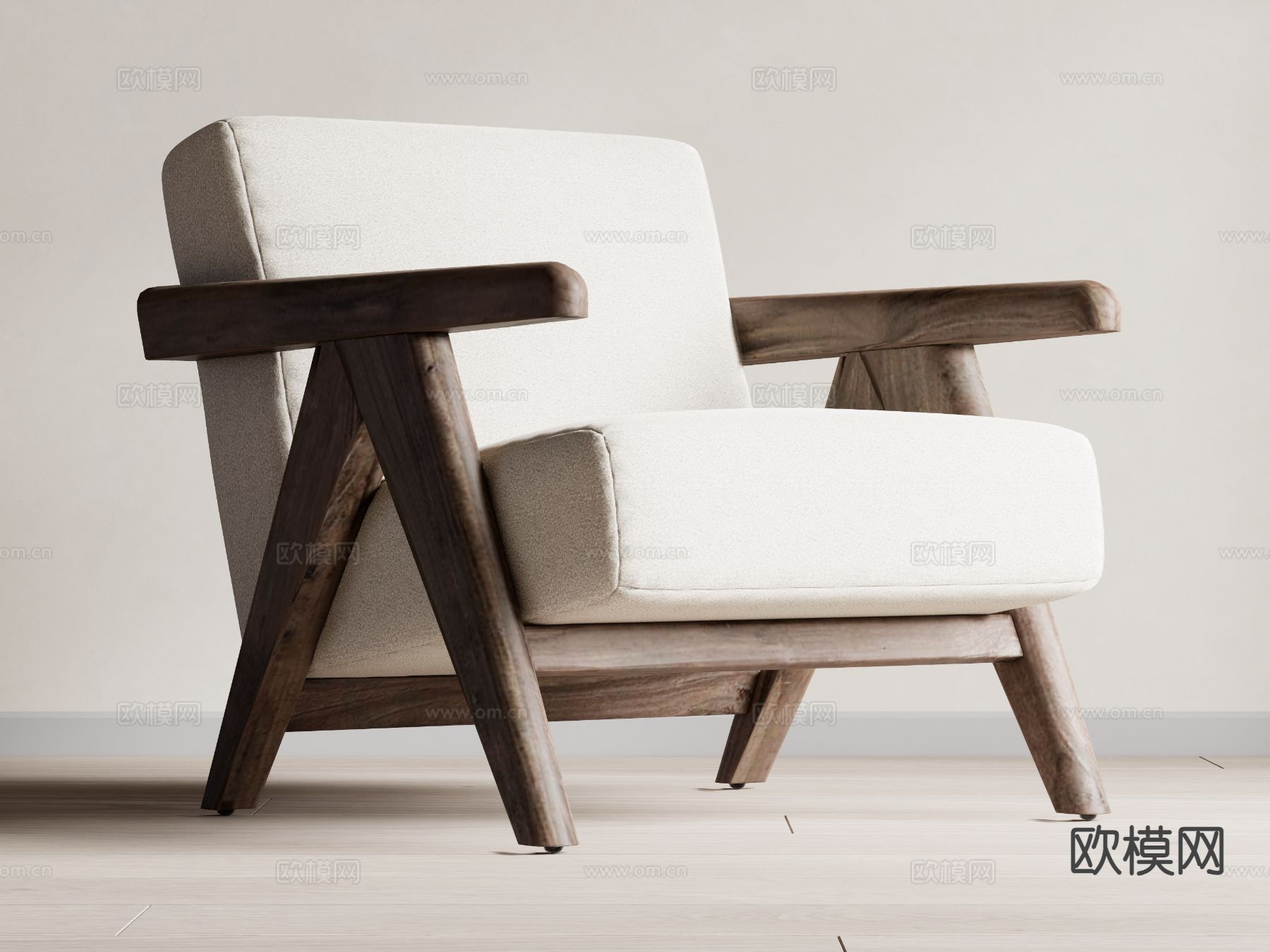 侘寂风休闲椅su模型下载（渲染图2）
