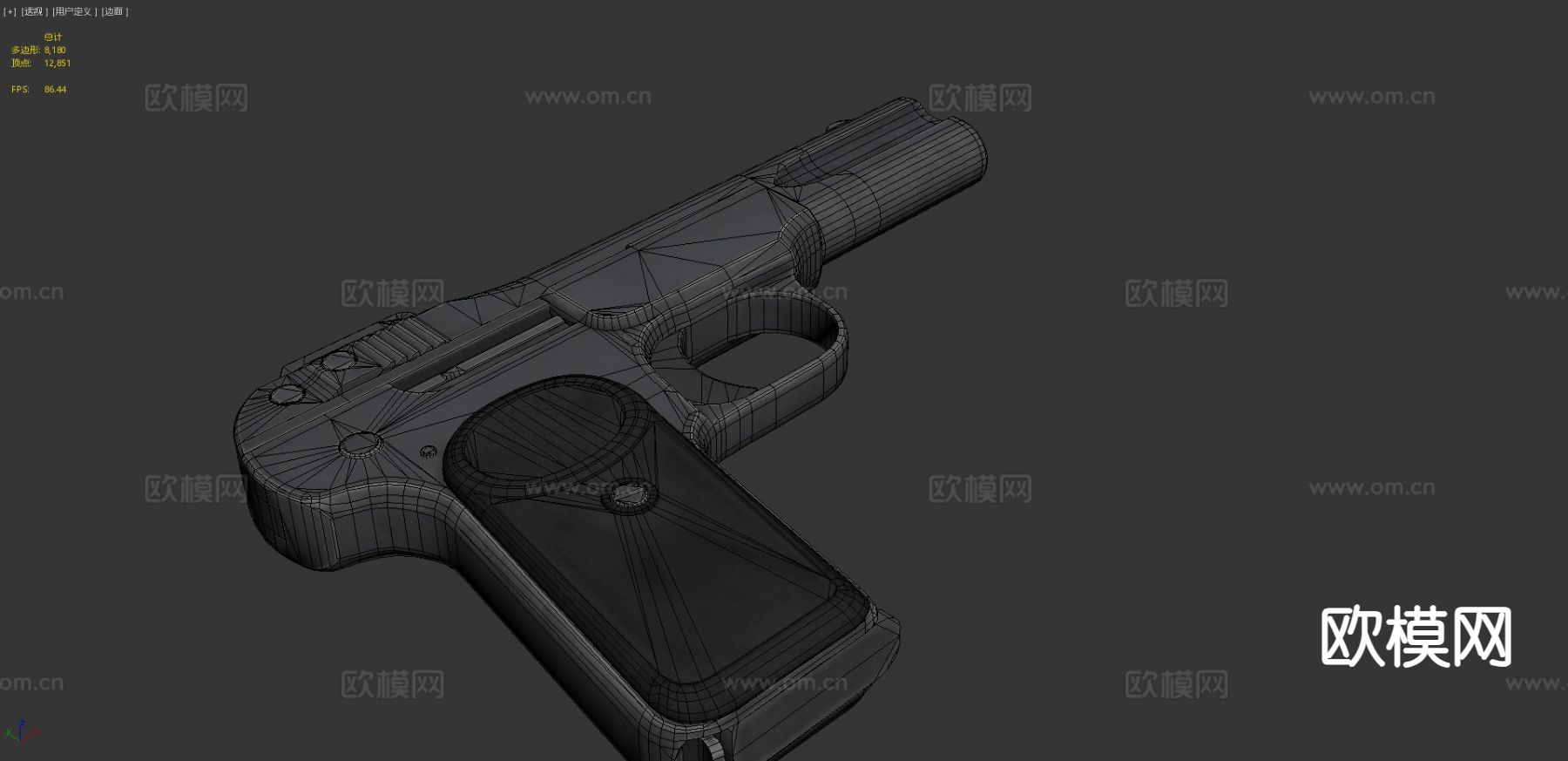 微型手枪su模型下载（渲染图4）