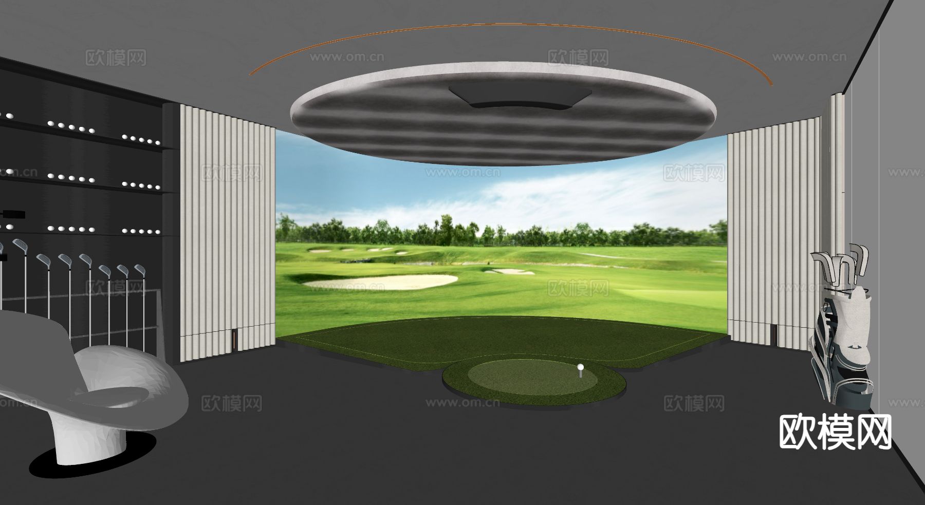 现代高尔夫娱乐球su模型下载（渲染图1）