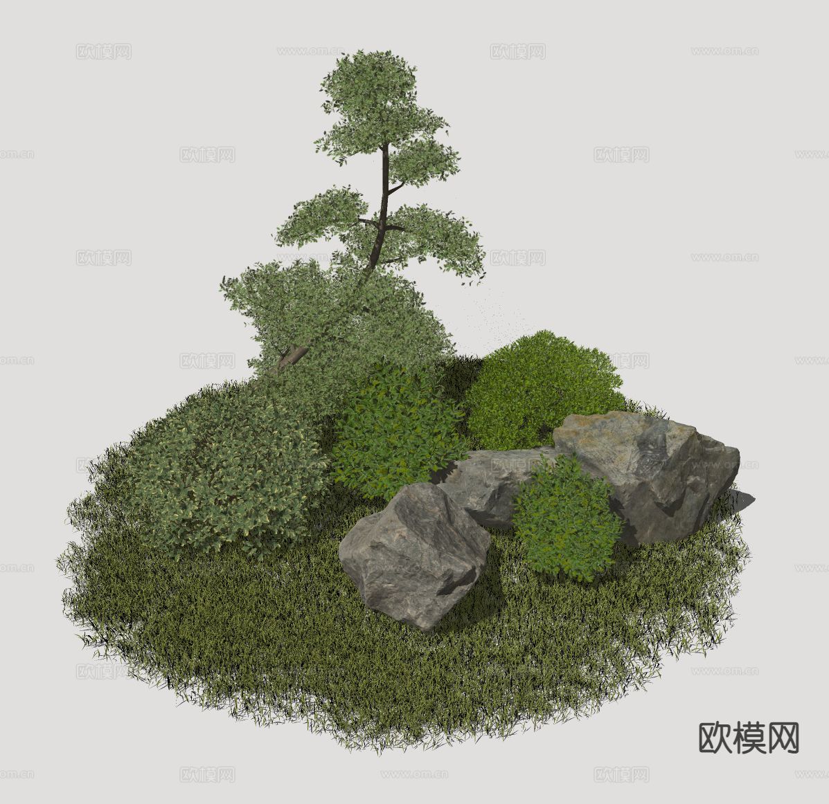 植物堆 微地形 景观造景su模型