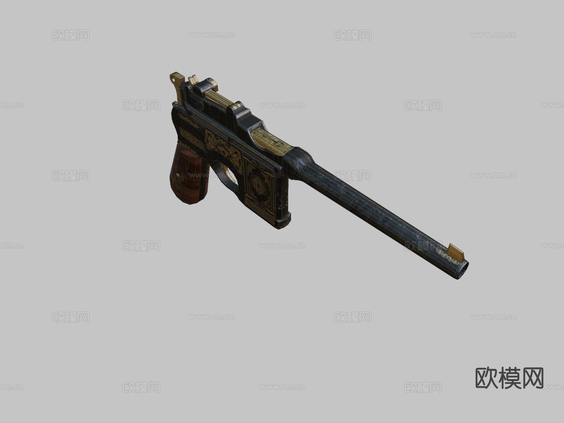 毛瑟C96su模型下载（渲染图2）