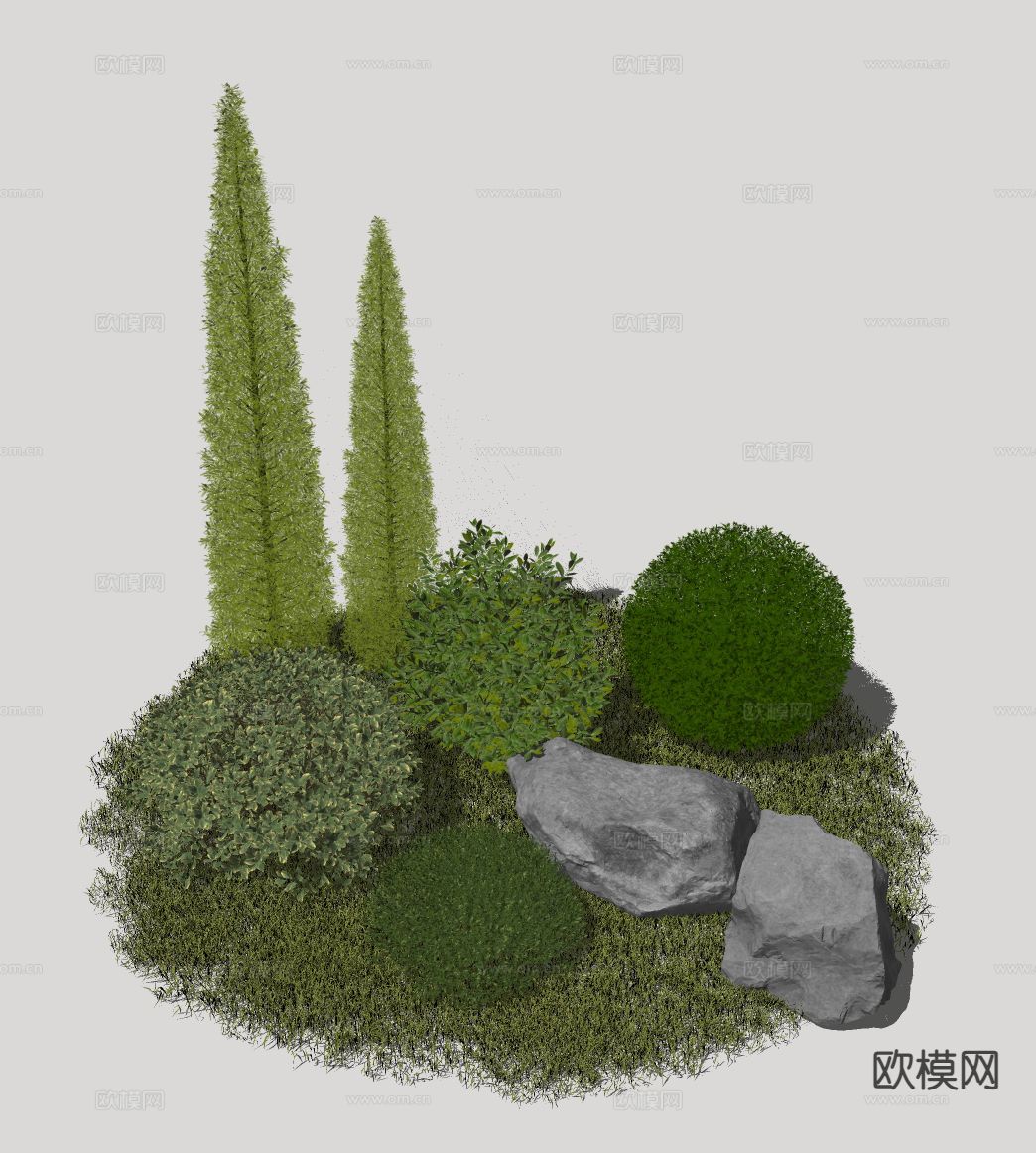 绿植小品 植物堆su模型