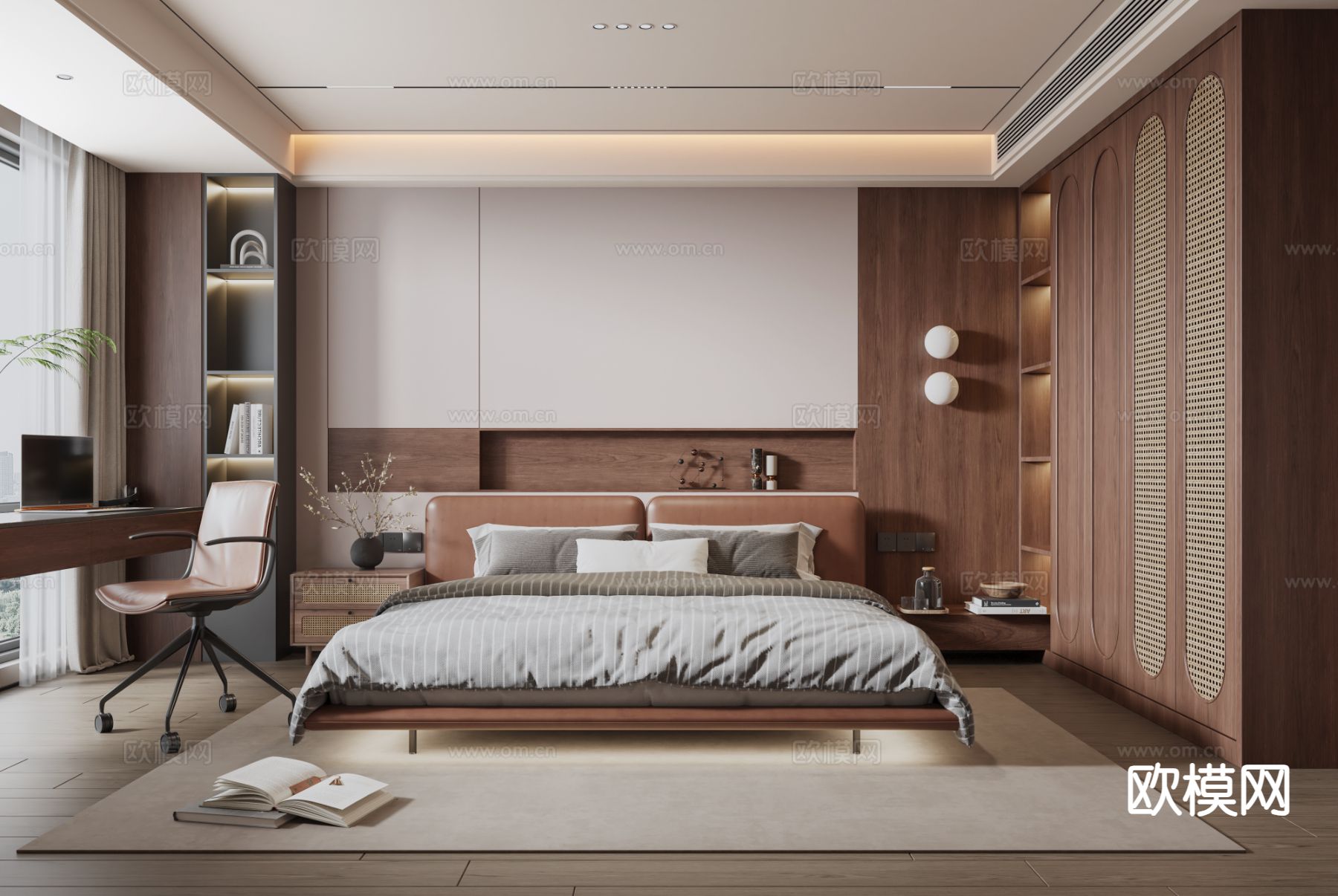 中古风卧室 主卧su模型下载（渲染图2）
