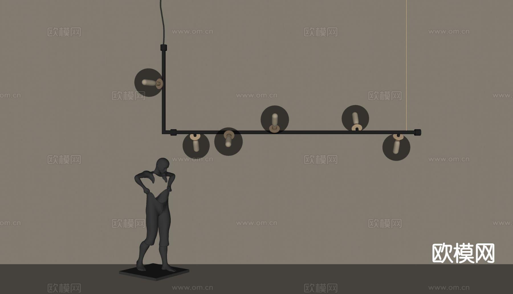 kvadro现代吊灯 长条吊灯su模型