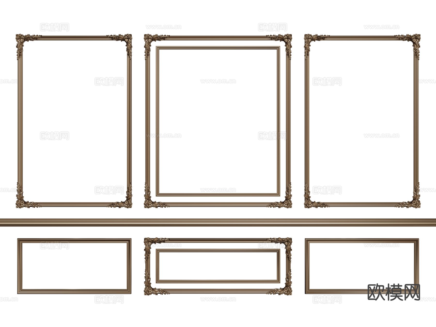 法式线条 雕花线条 石膏线3d模型下载