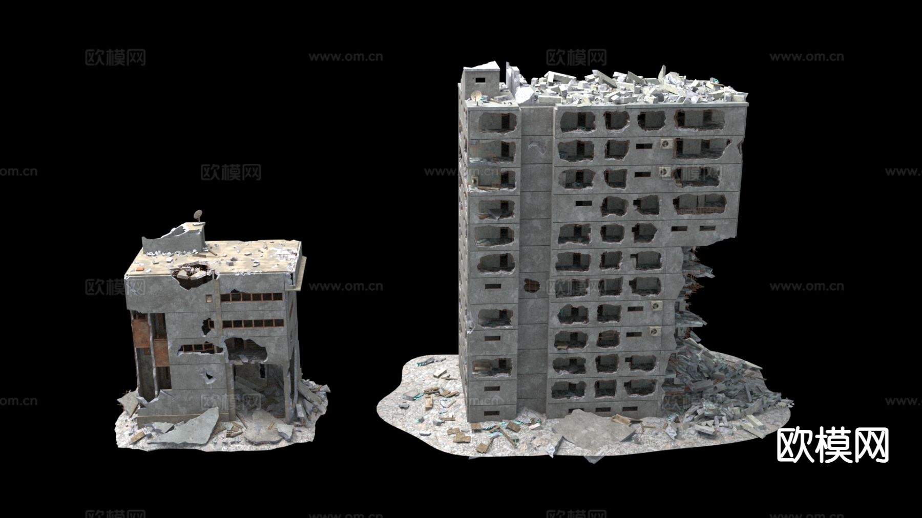 建筑废墟 工地废墟3d模型