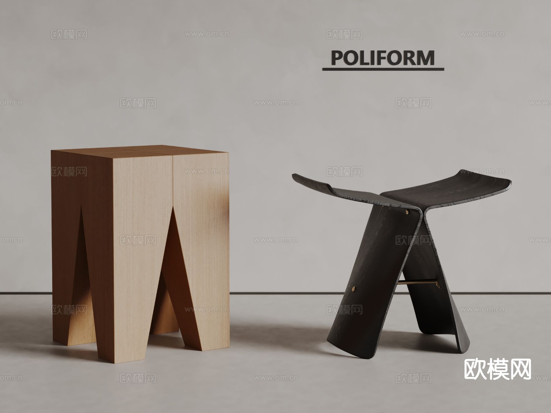 poliform 凳子 矮凳3d模型