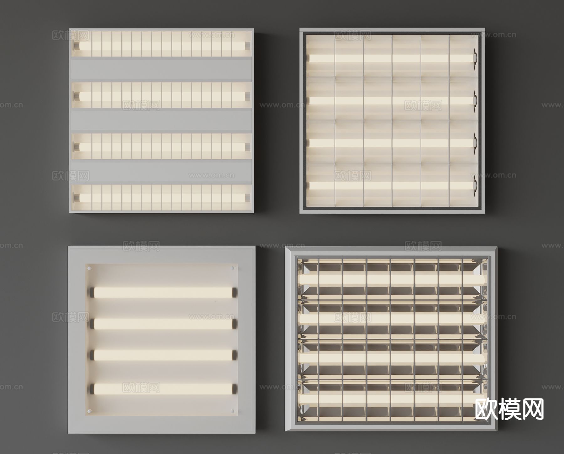 办公灯 格栅灯3d模型