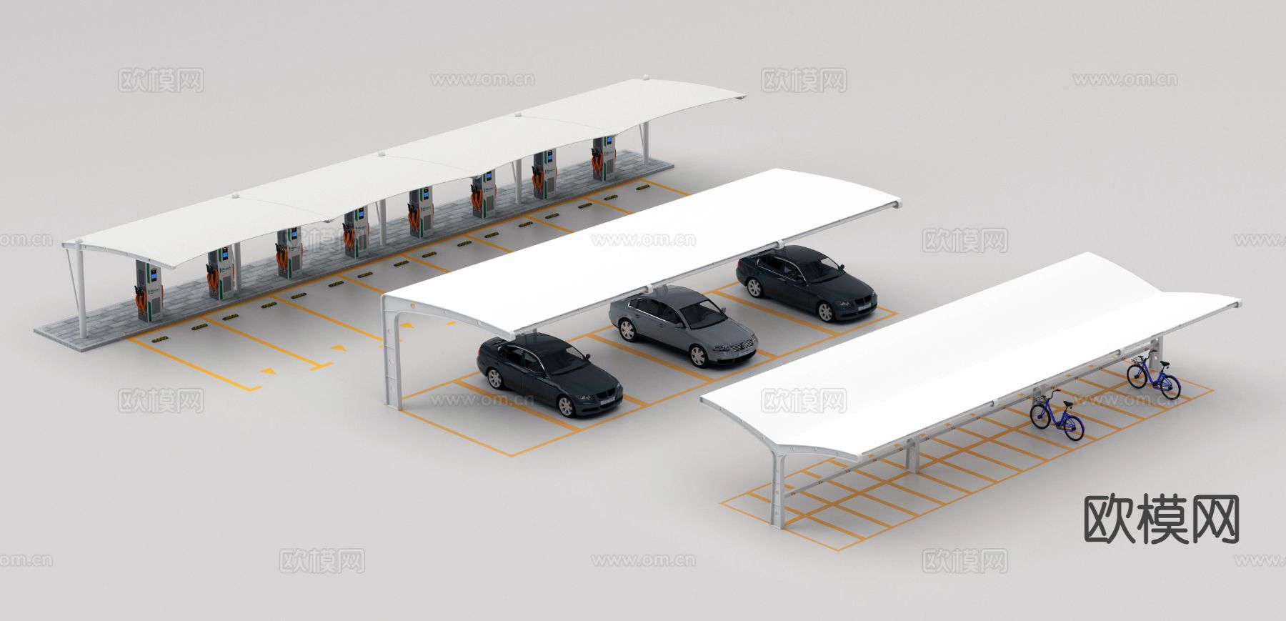 公共停车场 户外停车场3d模型