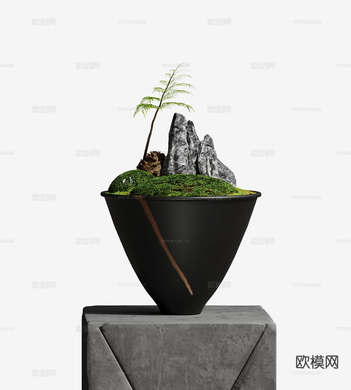 现代盆栽 植物小景 花盆su模型