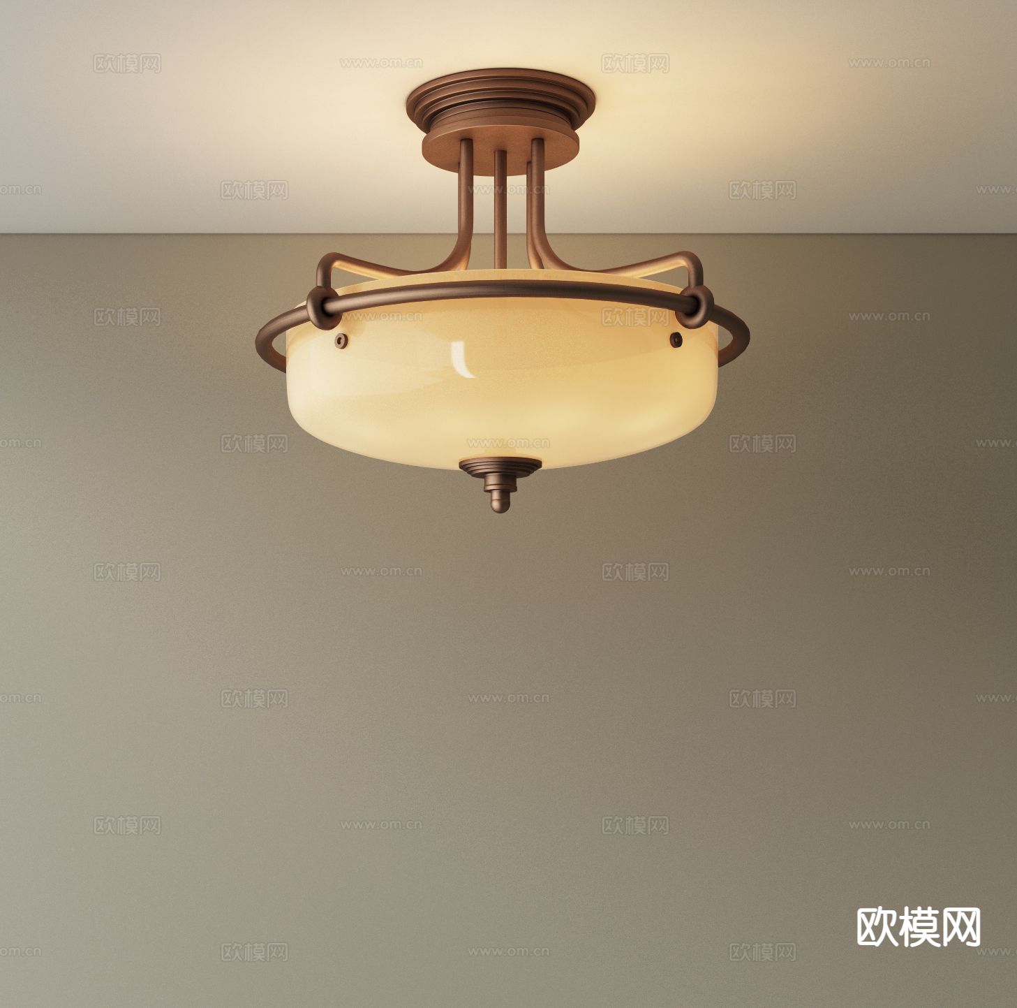 法式吸顶灯su模型下载（渲染图2）