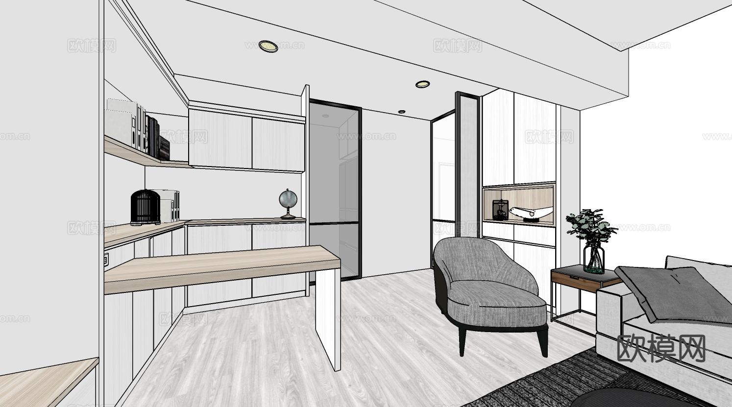 北欧客餐厅su模型下载（渲染图7）