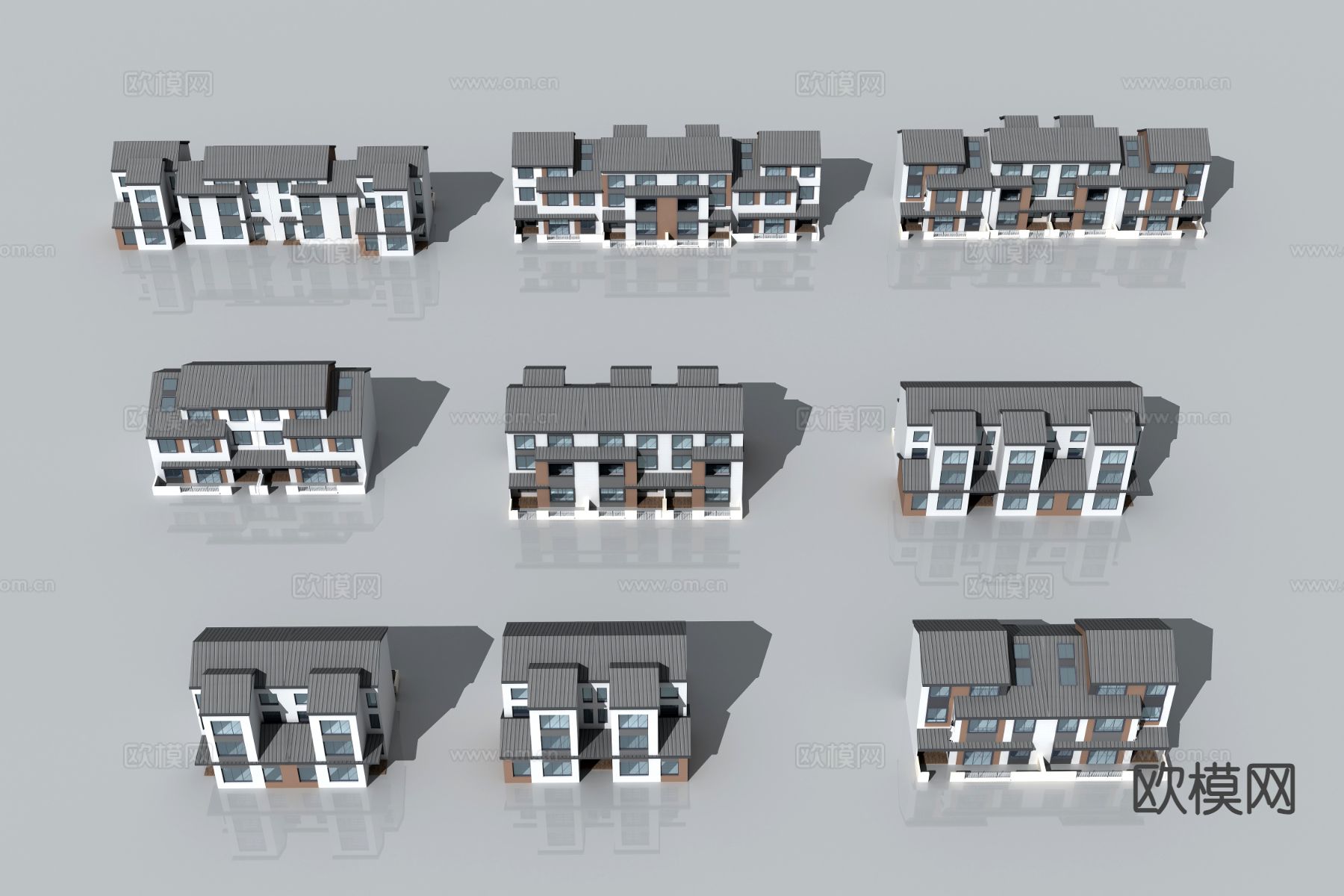 中式别墅 民房 叠墅建筑外观3d模型