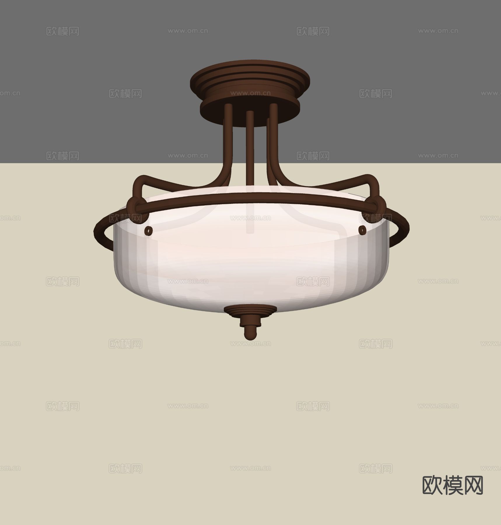 法式吸顶灯su模型下载（渲染图1）