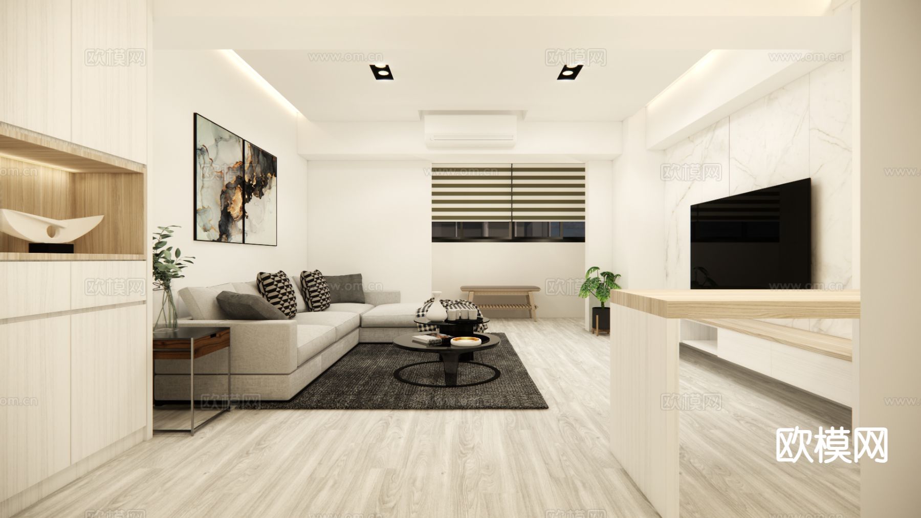 北欧客餐厅su模型下载（渲染图3）