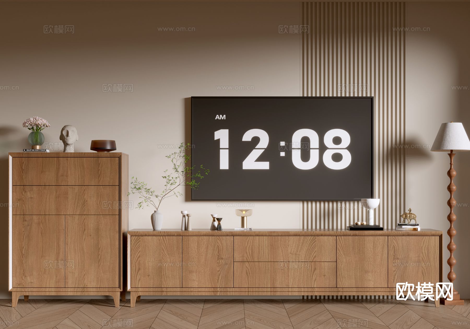 中古风电视柜3d模型下载