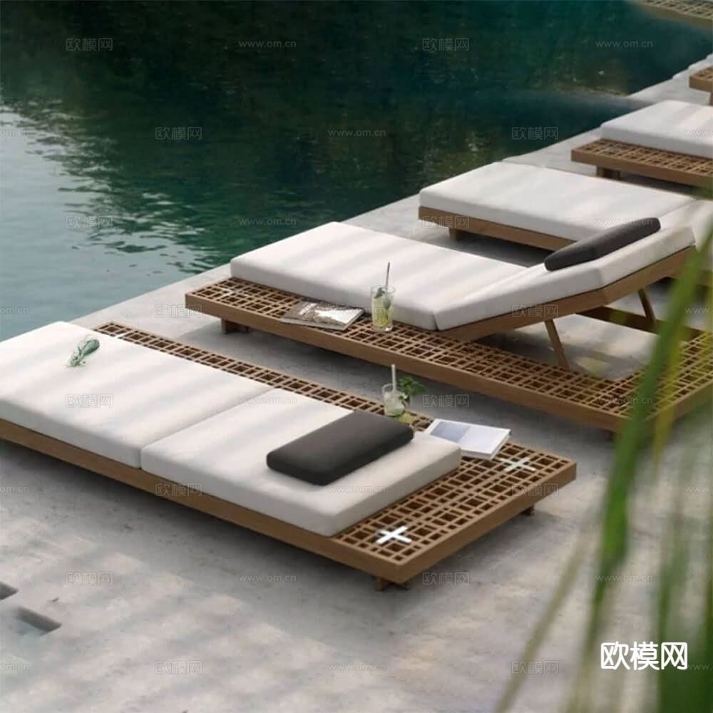 现代简约躺椅su模型下载（渲染图2）