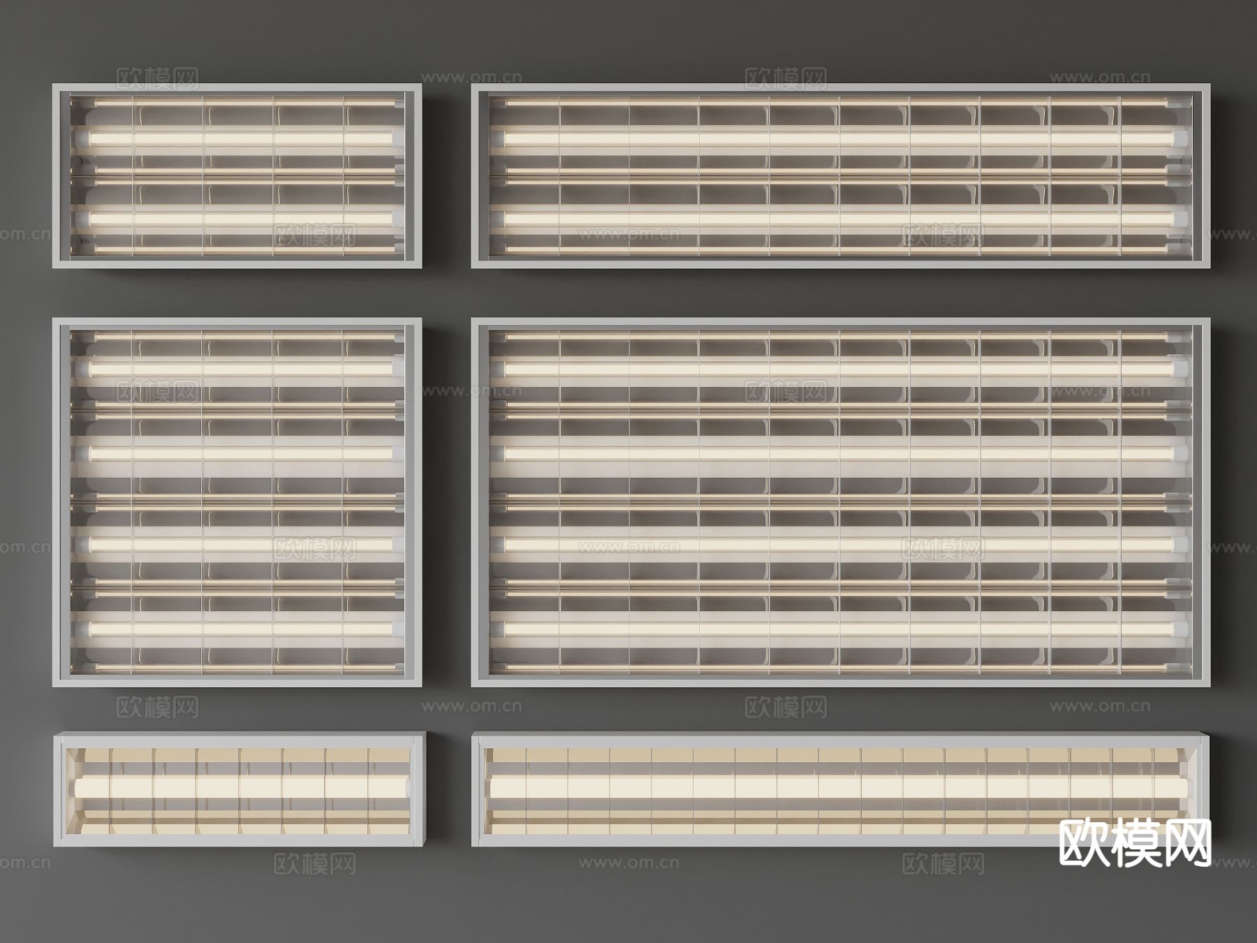 办公灯 格栅灯3d模型