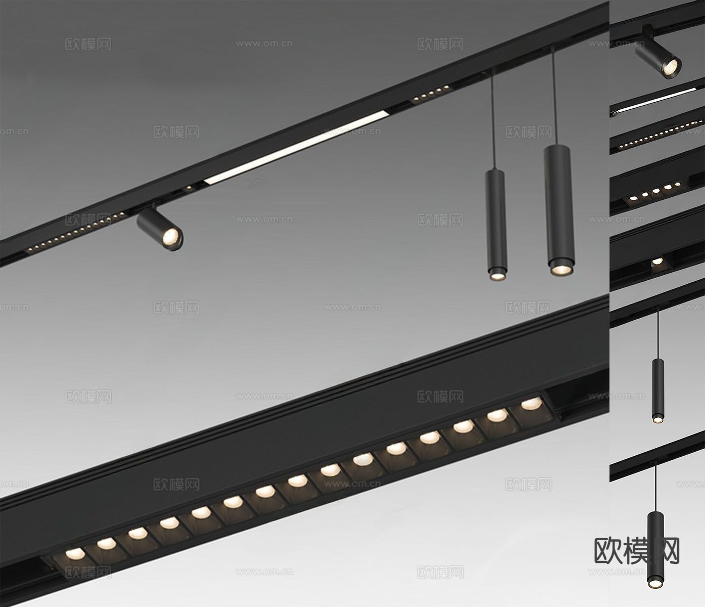 现代筒灯 轨道射灯3d模型