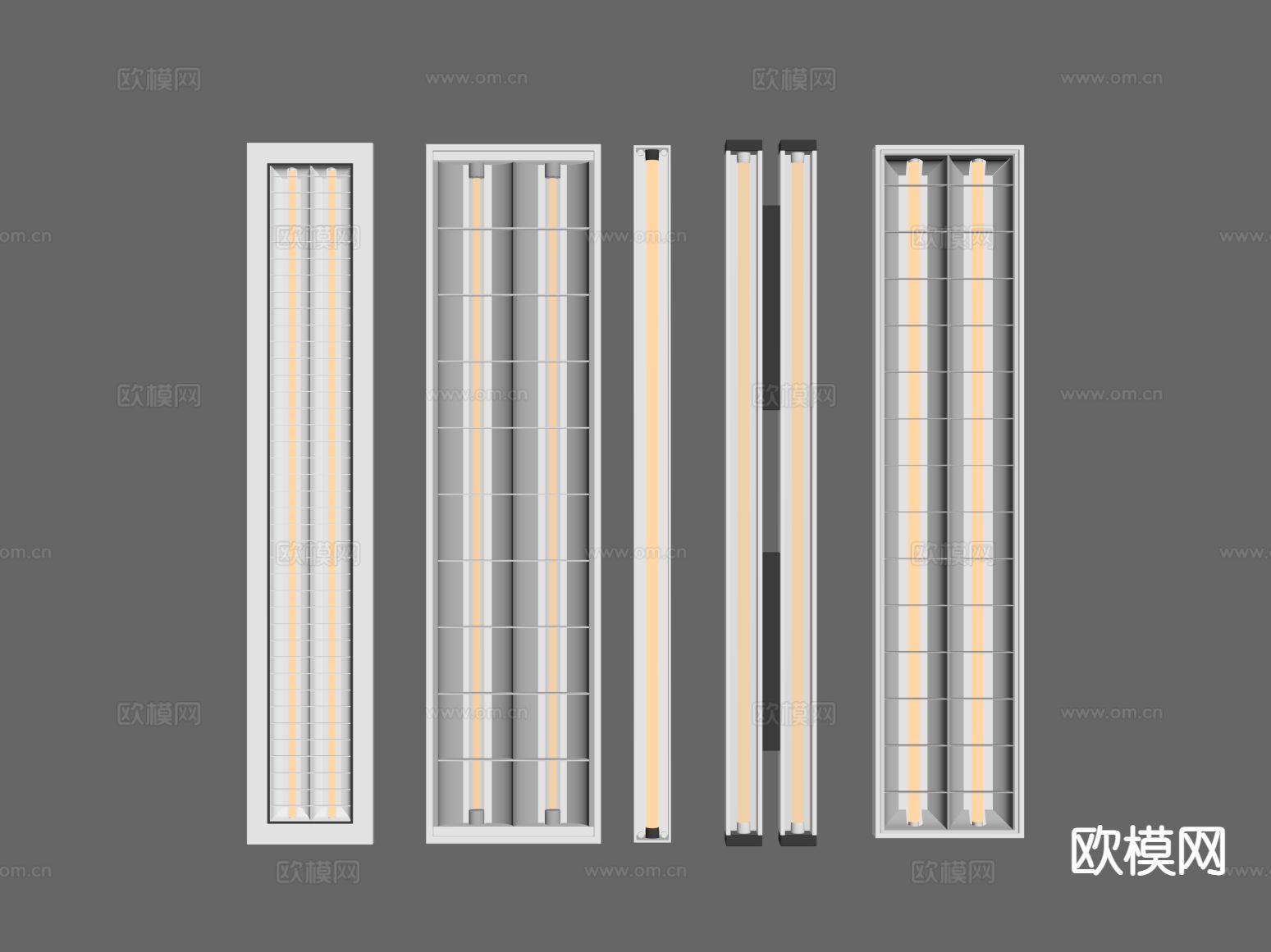 现代线性灯 长条灯 格栅灯su模型